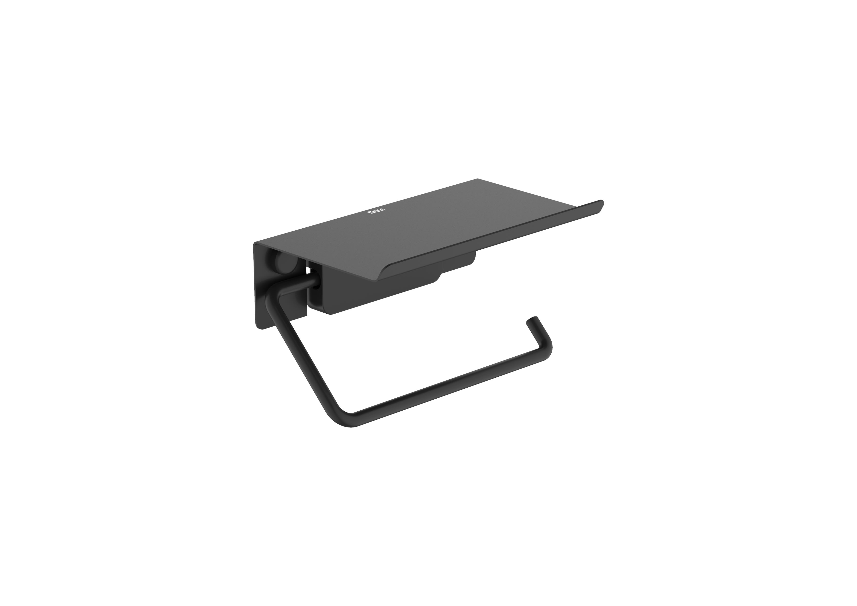 Toilet roll holder with cover (installation with screws or adhesive) - Matt Black