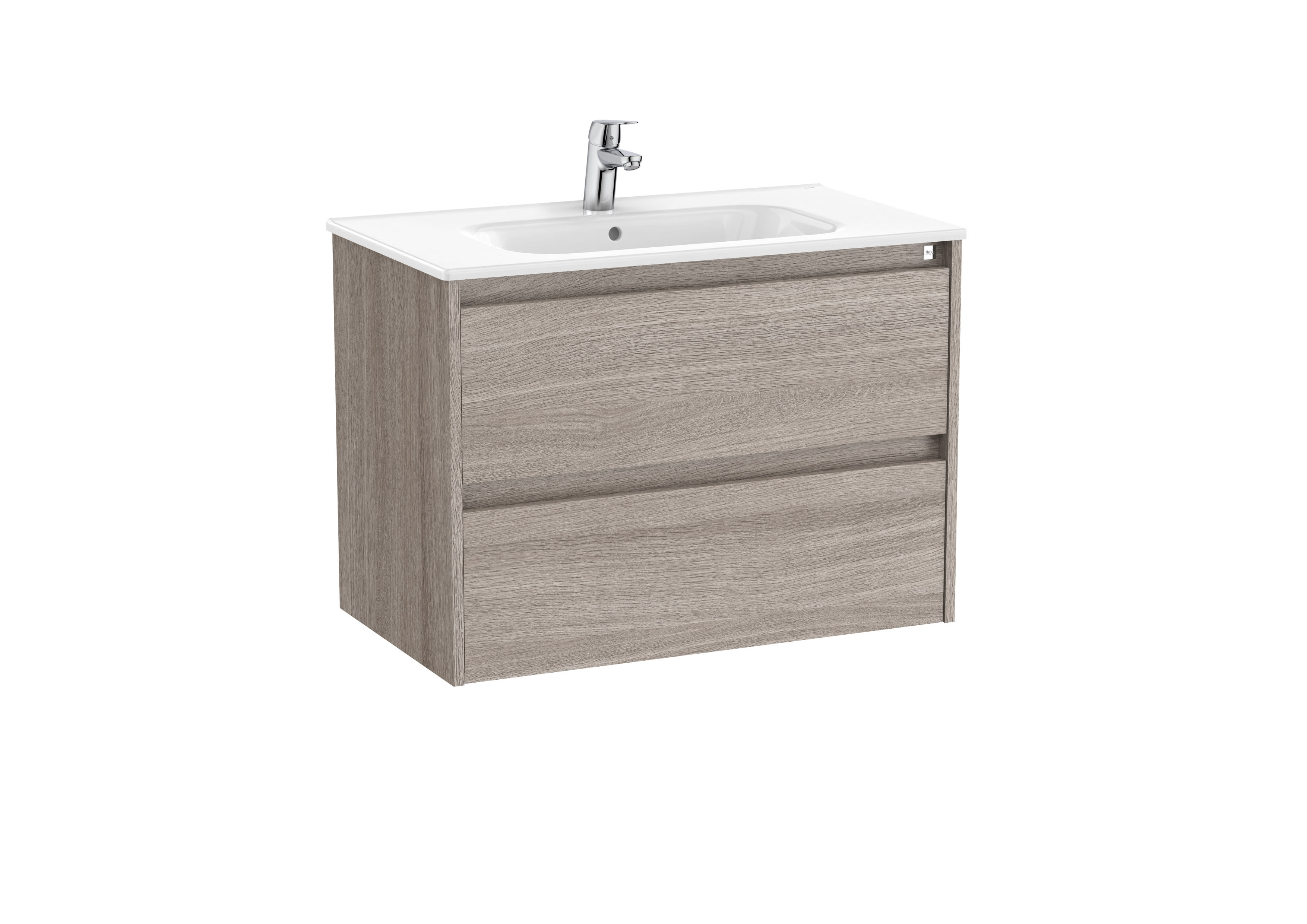 Unik (vanity unit with two drawers and basin) - City oak
