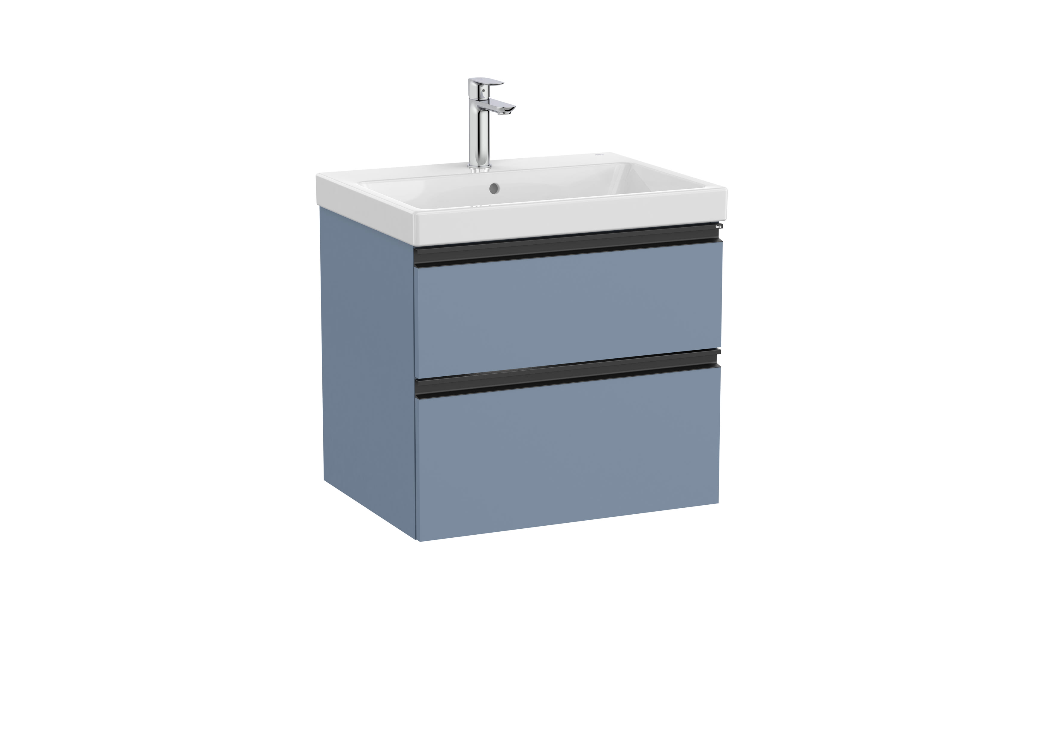 Vanity unit with two drawers and basin - Matt Blue