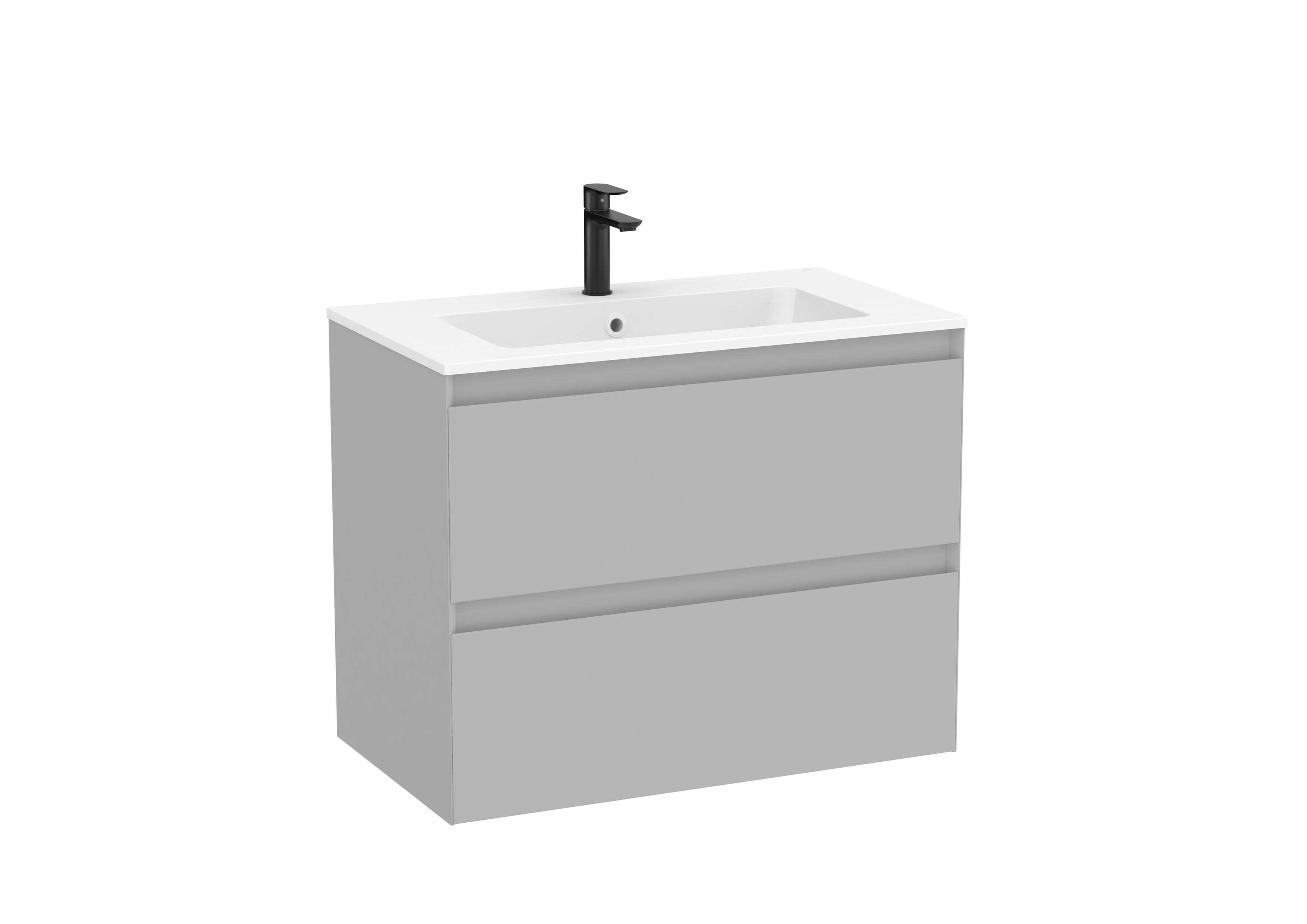 Unik Vanity unit with two drawers and Matt White basin in Stonex® - Pearl