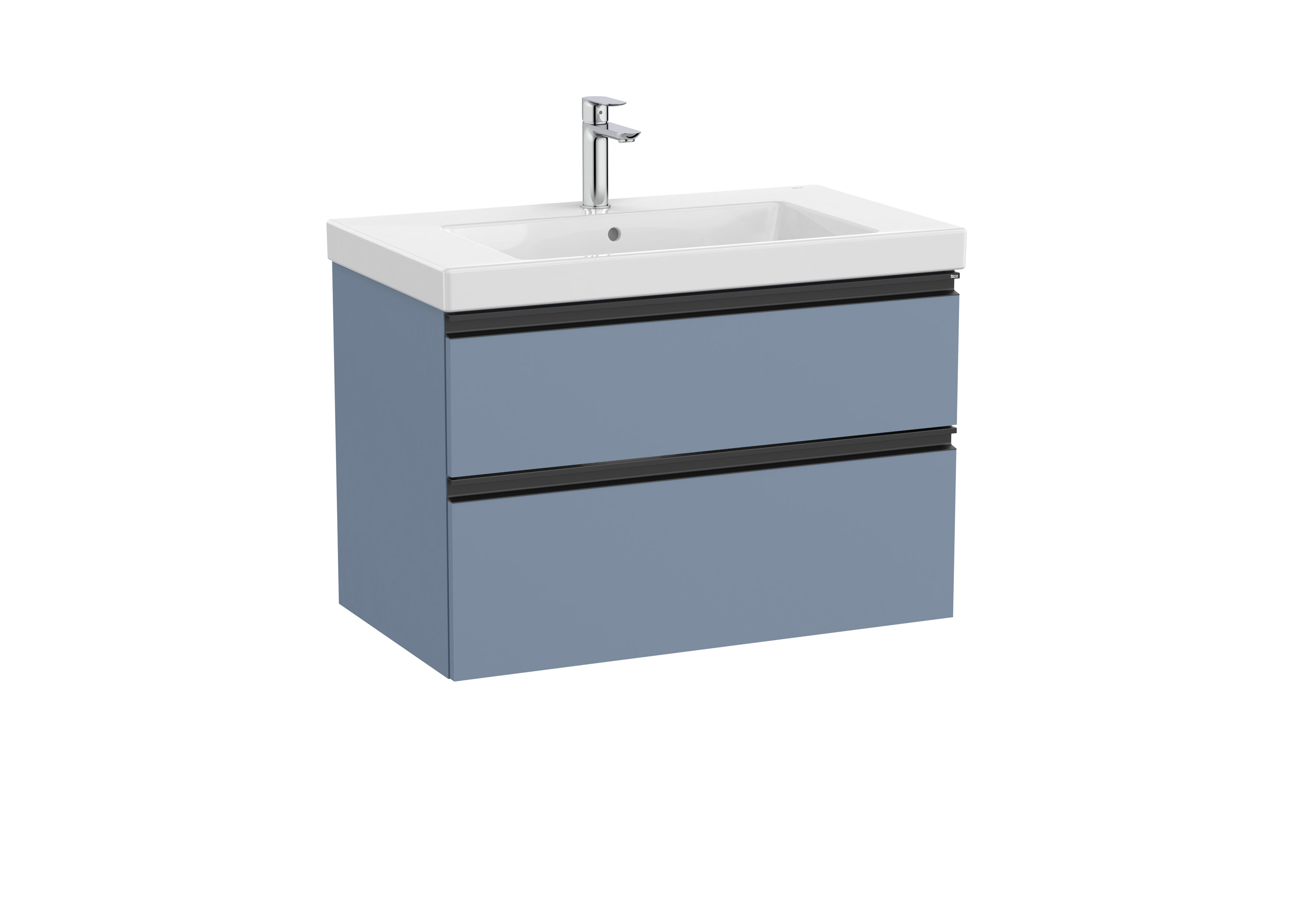 Vanity unit with two drawers and basin - Matt Blue