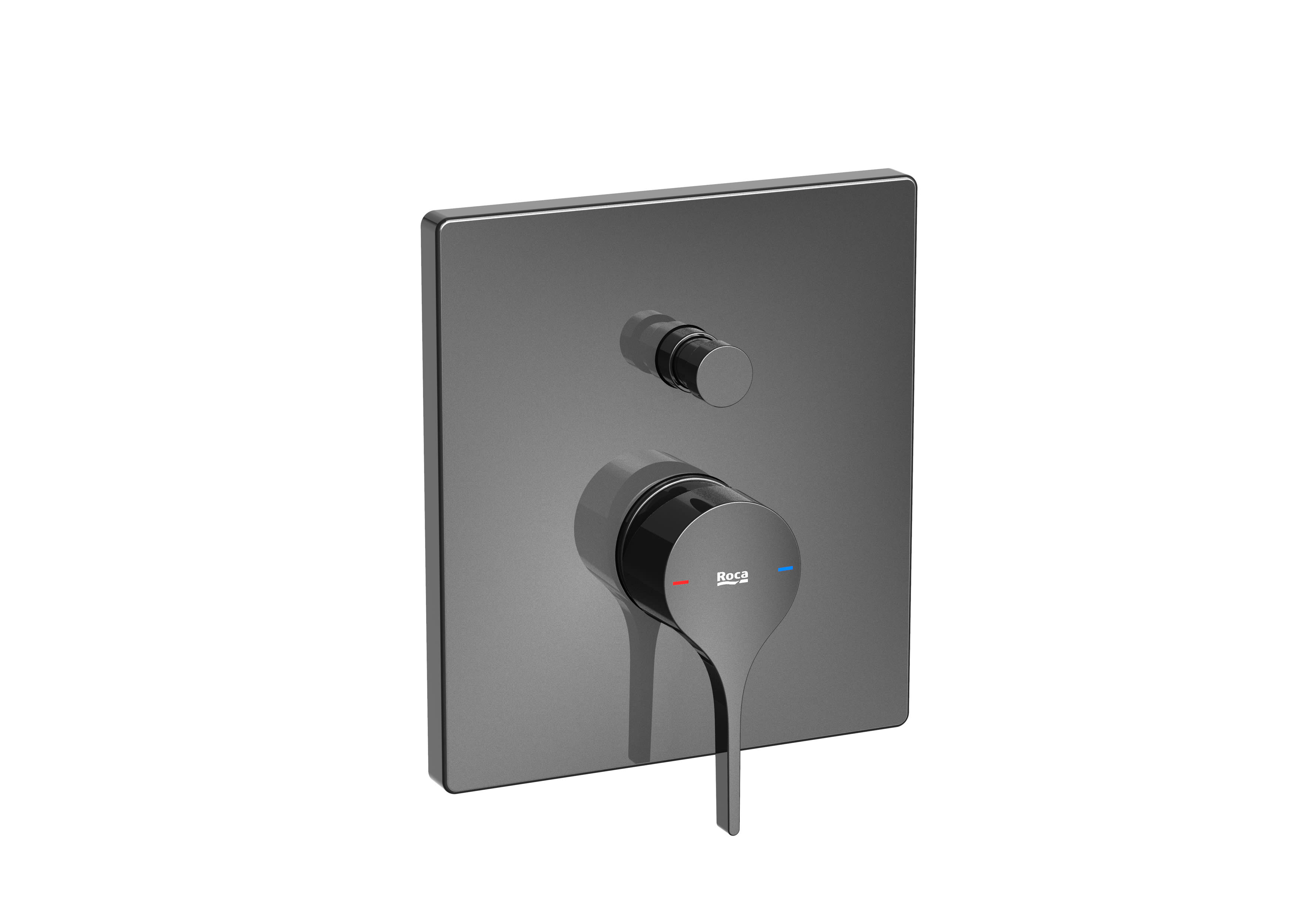 Built-in bath-shower mixer with automatic diverter and 2 outlets Required: RocaBox A525869403 - Titanium black