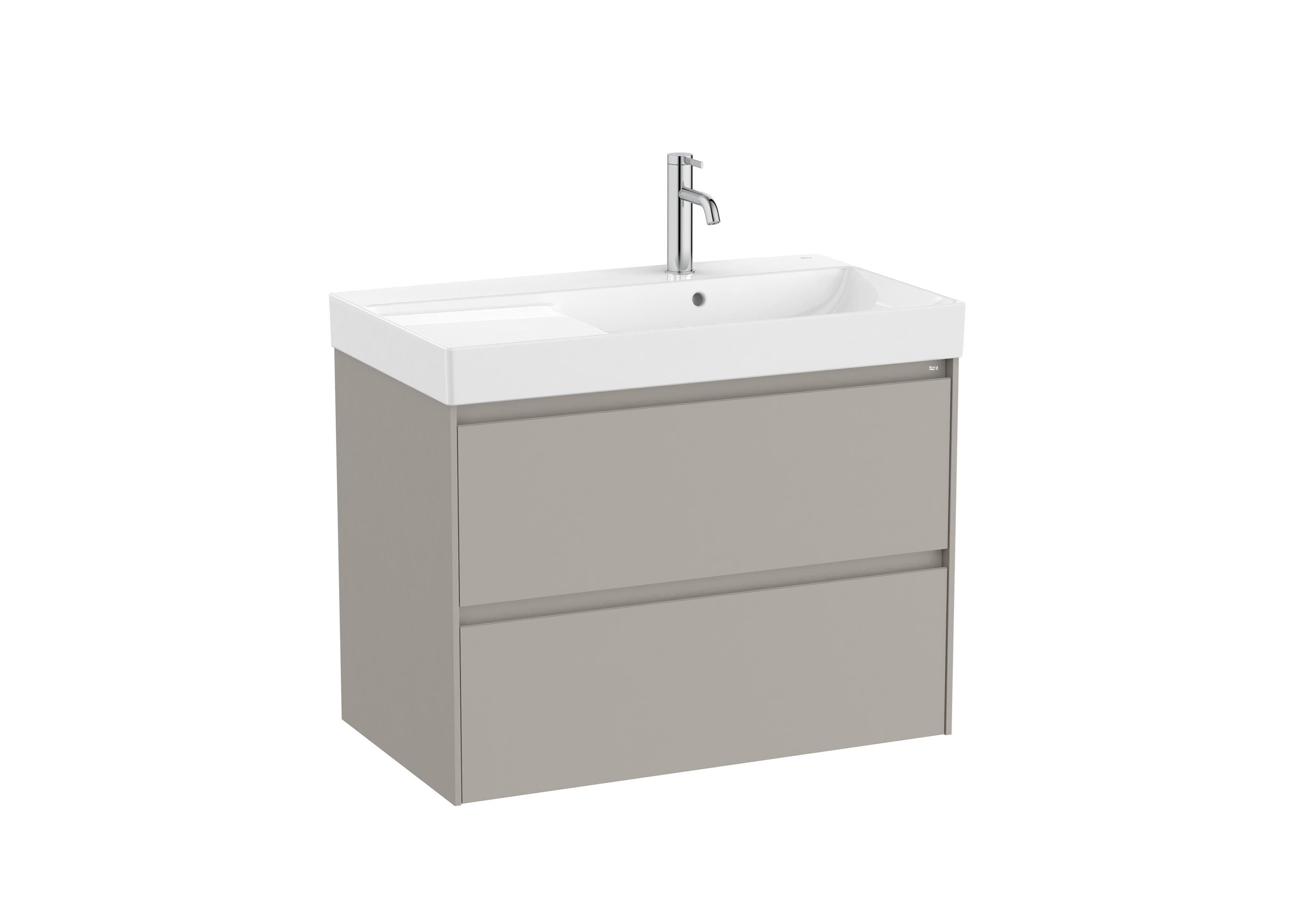 Unik (base unit with two drawers and right hand basin) - Sand Grey