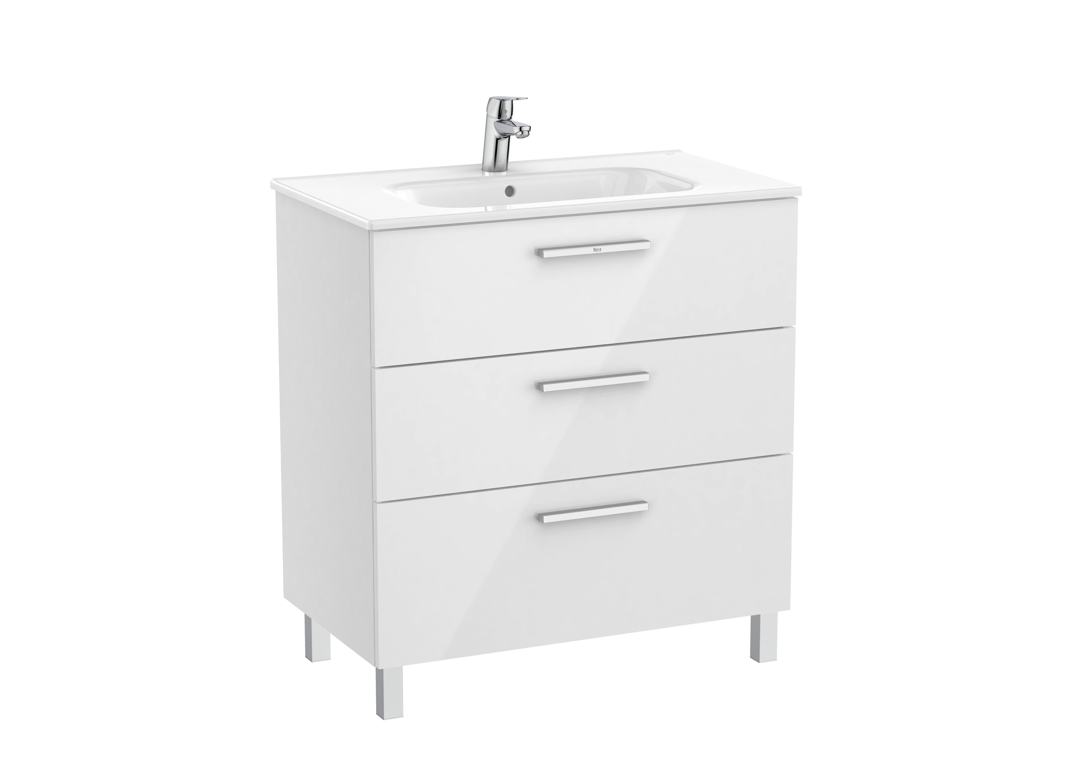 Vanity Unit with 3 drawers and basin - Glossy White