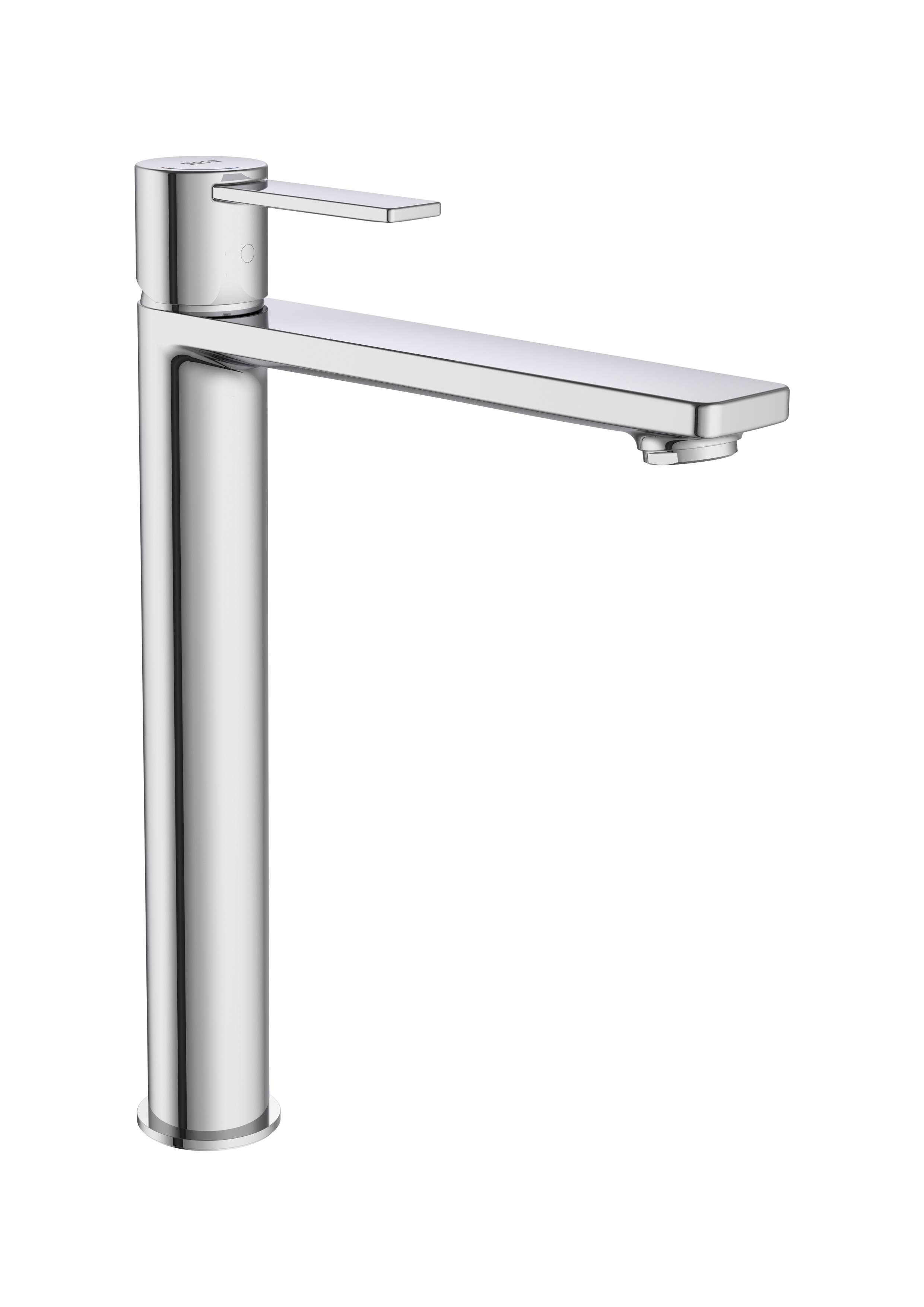 Basin mixer with smooth body and flexible supply hoses. Cold Start. XL-Size - Chrome