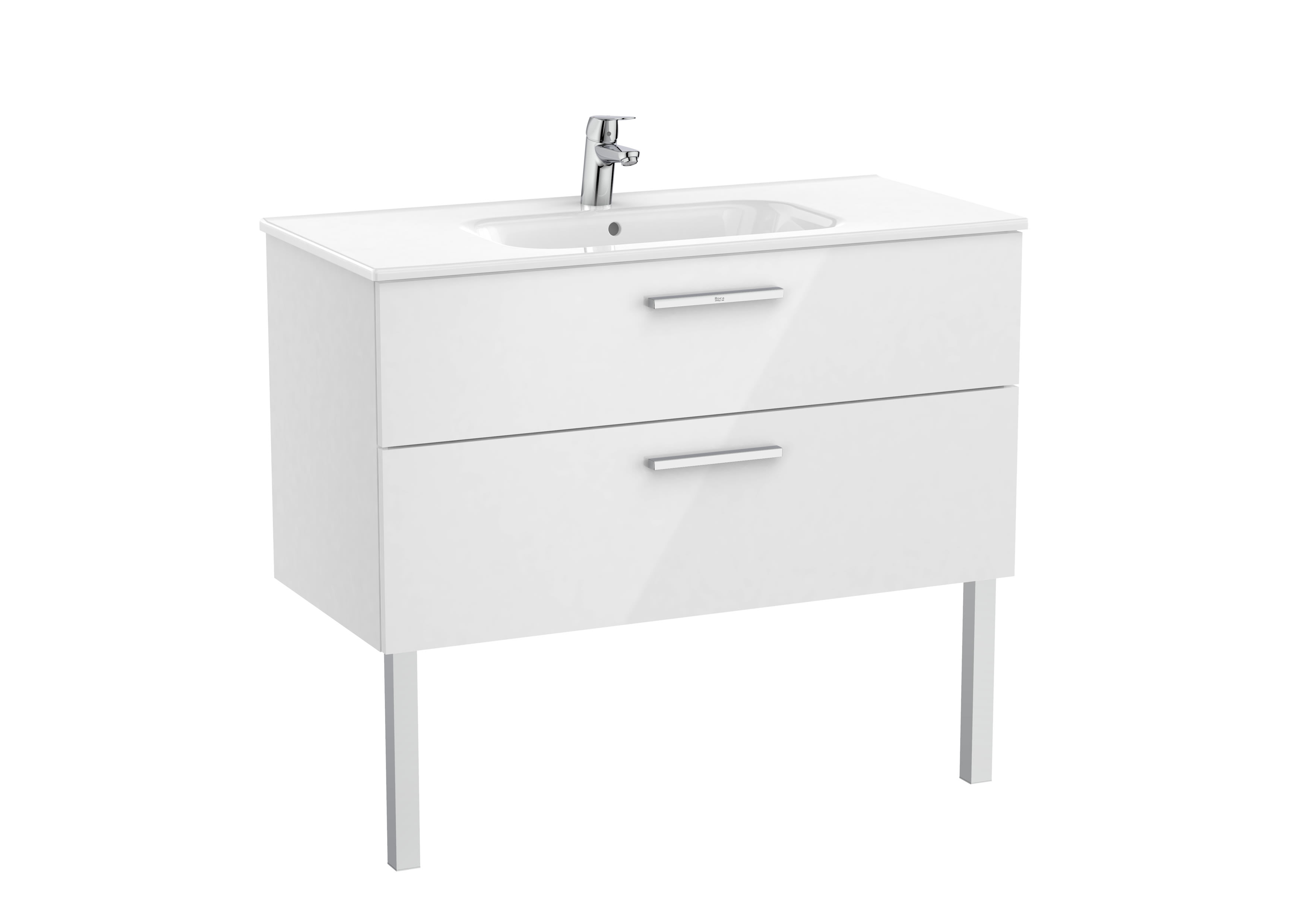 Vanity Unit with 2 drawers and basin - Glossy White
