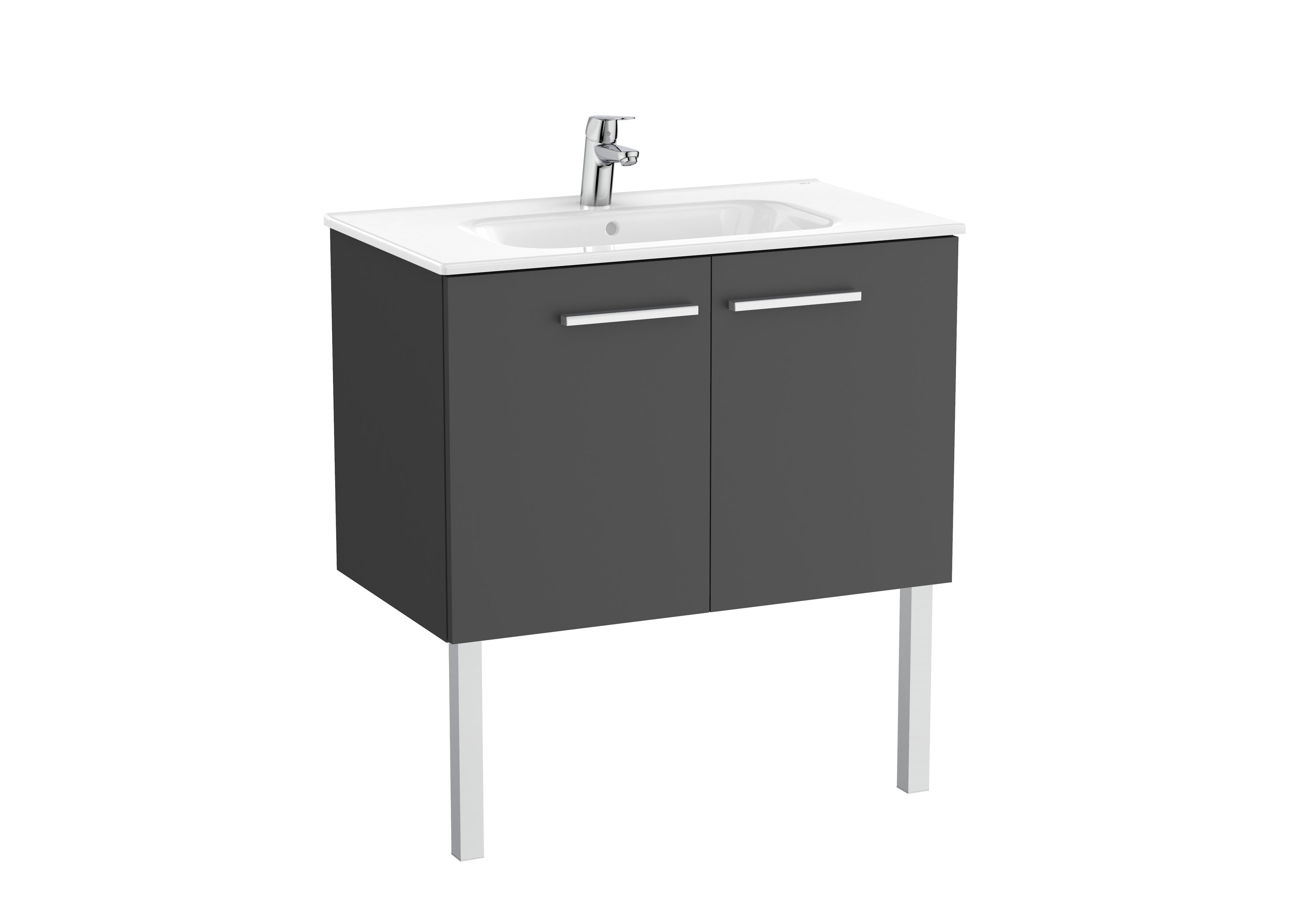 Vanity Unit with 2 doors and basin - Gloss Anthracite Grey