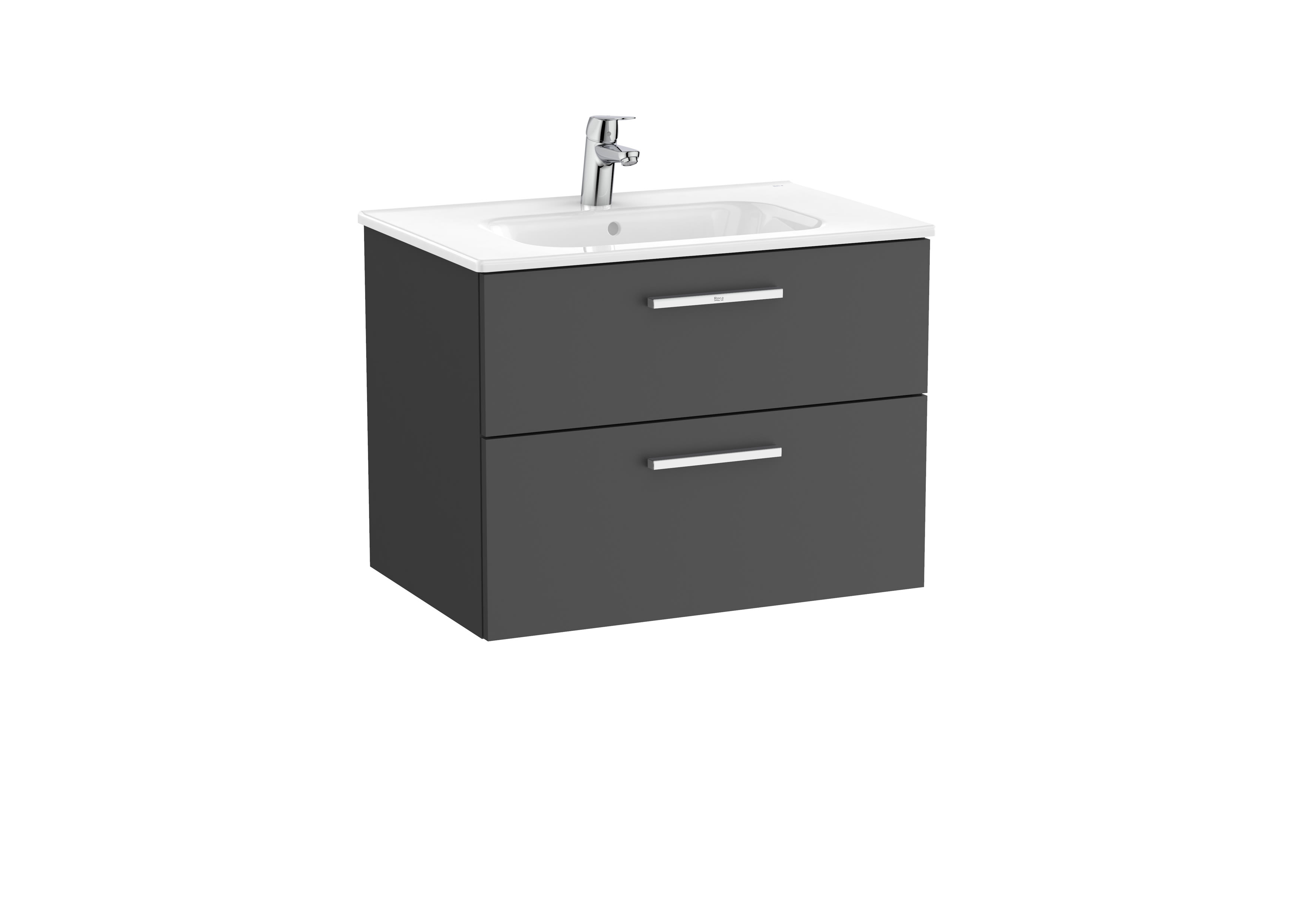 Vanity Unit with 2 drawers and basin - Gloss Anthracite Grey