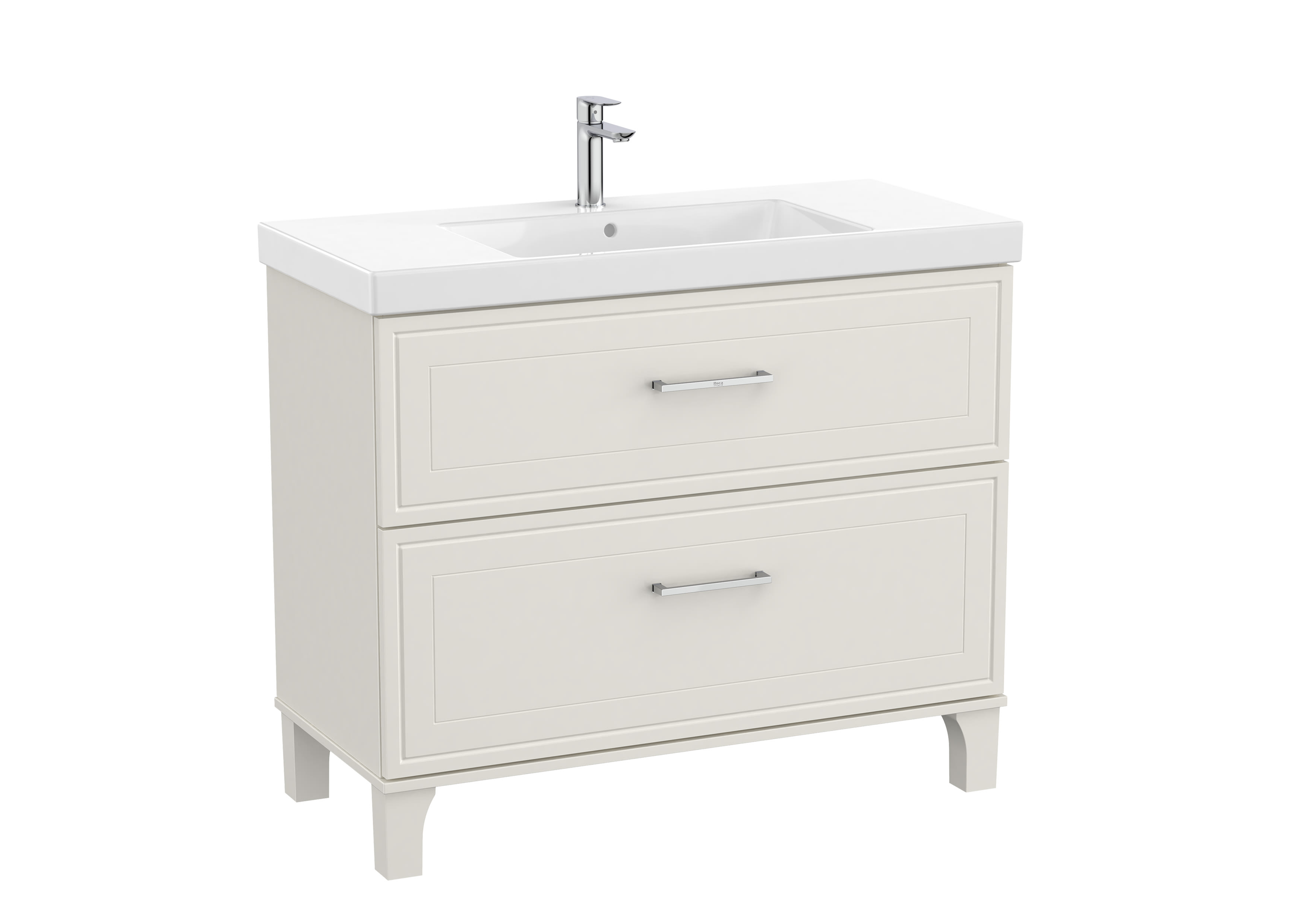 Unik (vanity unit with two drawers and basin) - White Satin