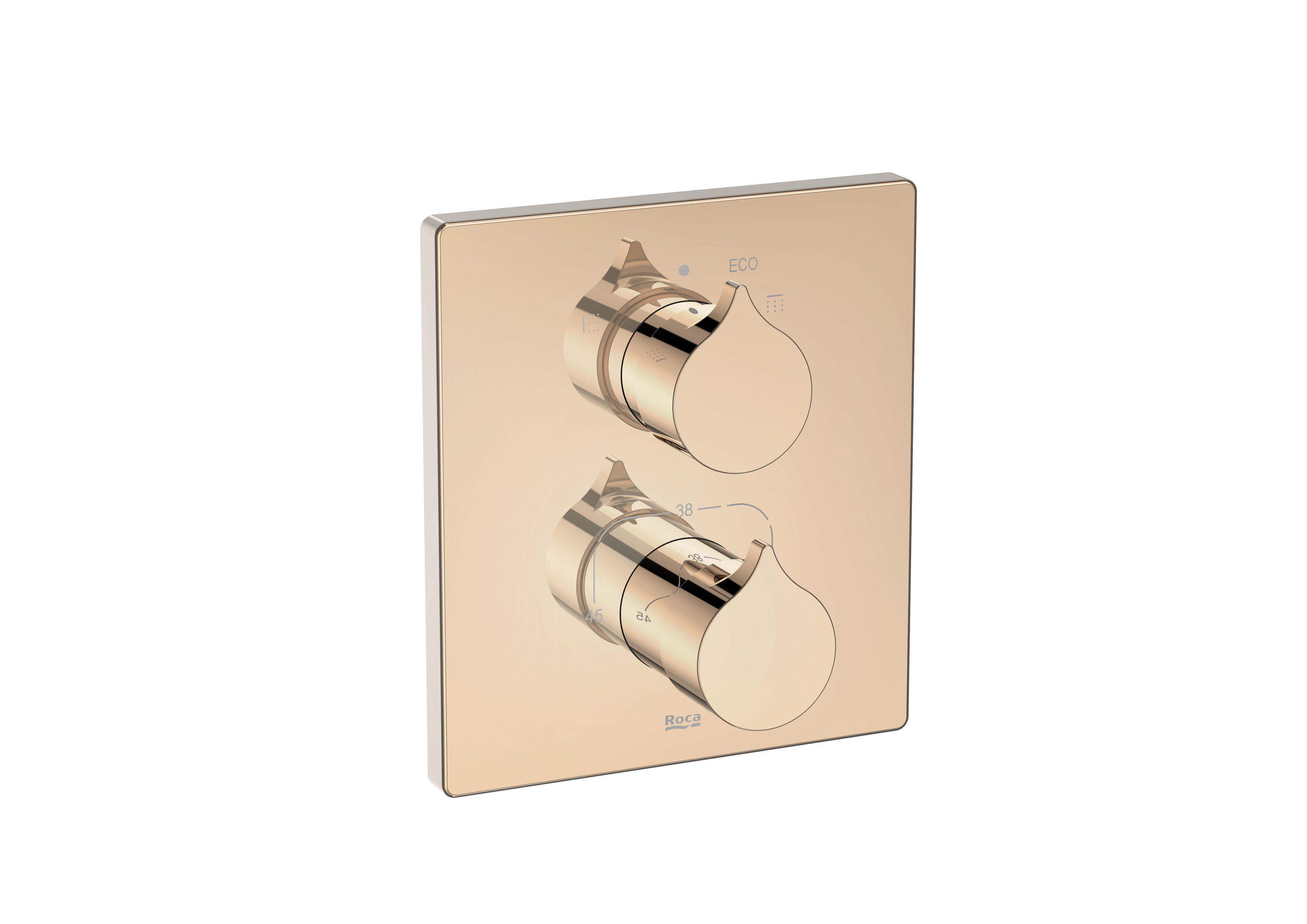 Built-in thermostatic bath-shower mixer with automatic diverter and 2 outlets Required: RocaBox A525869403 - Rose gold