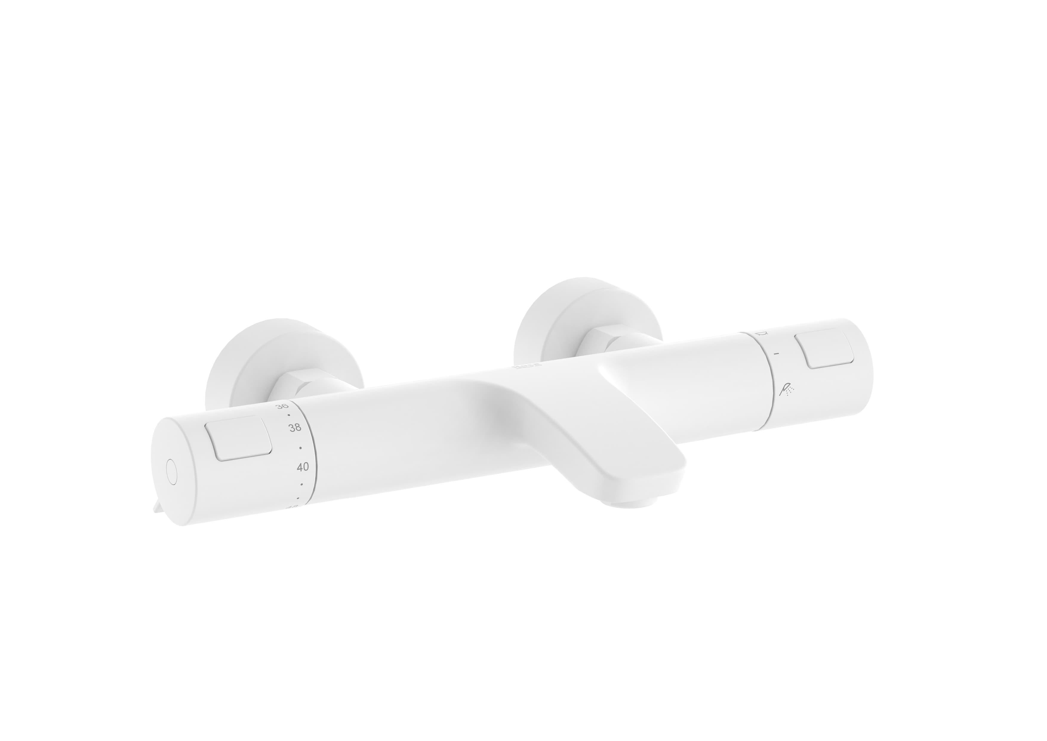 Wall-mounted thermostatic bath-shower mixer with automatic diverter - Matt White