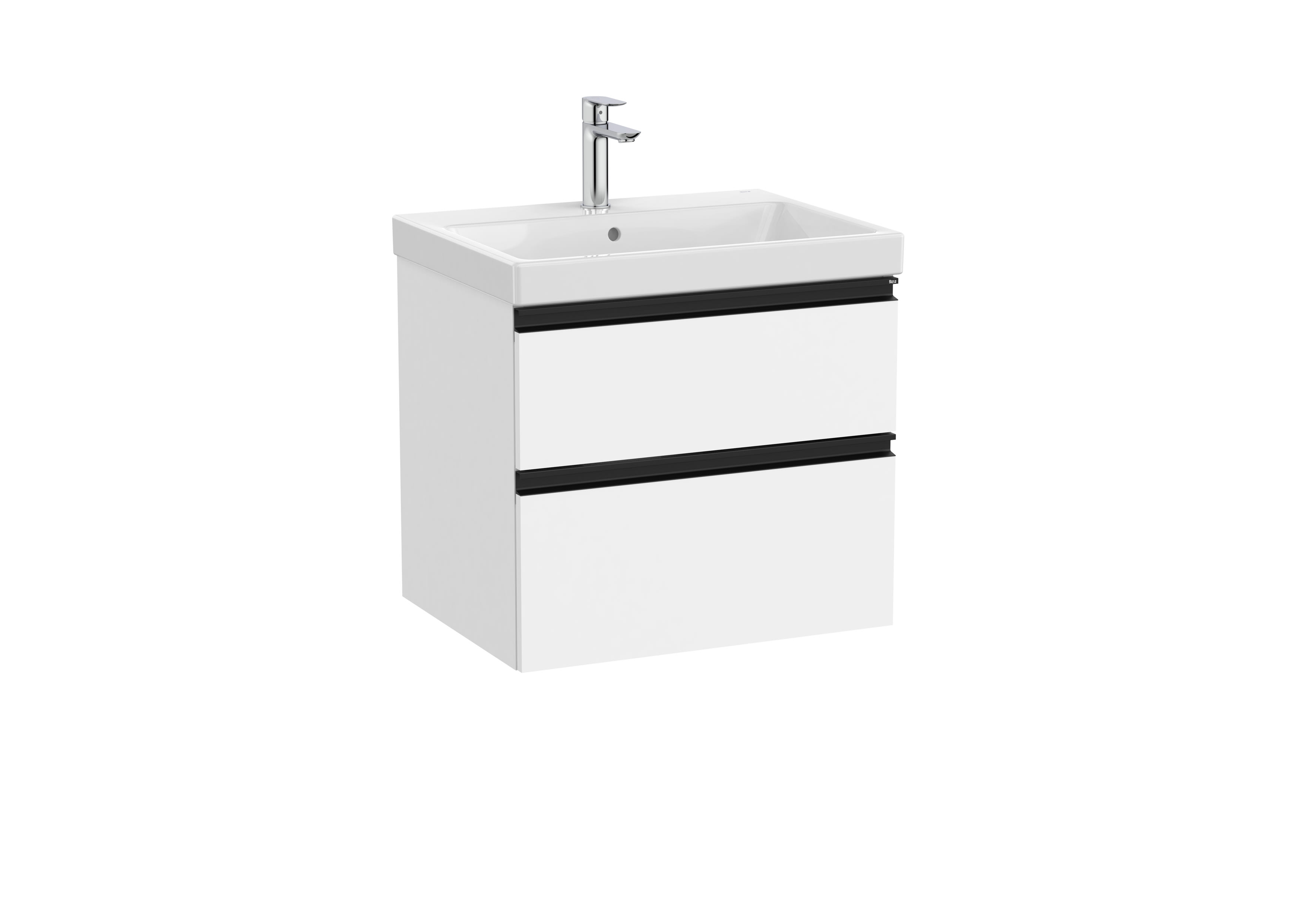 Vanity unit with two drawers and basin - White Matt