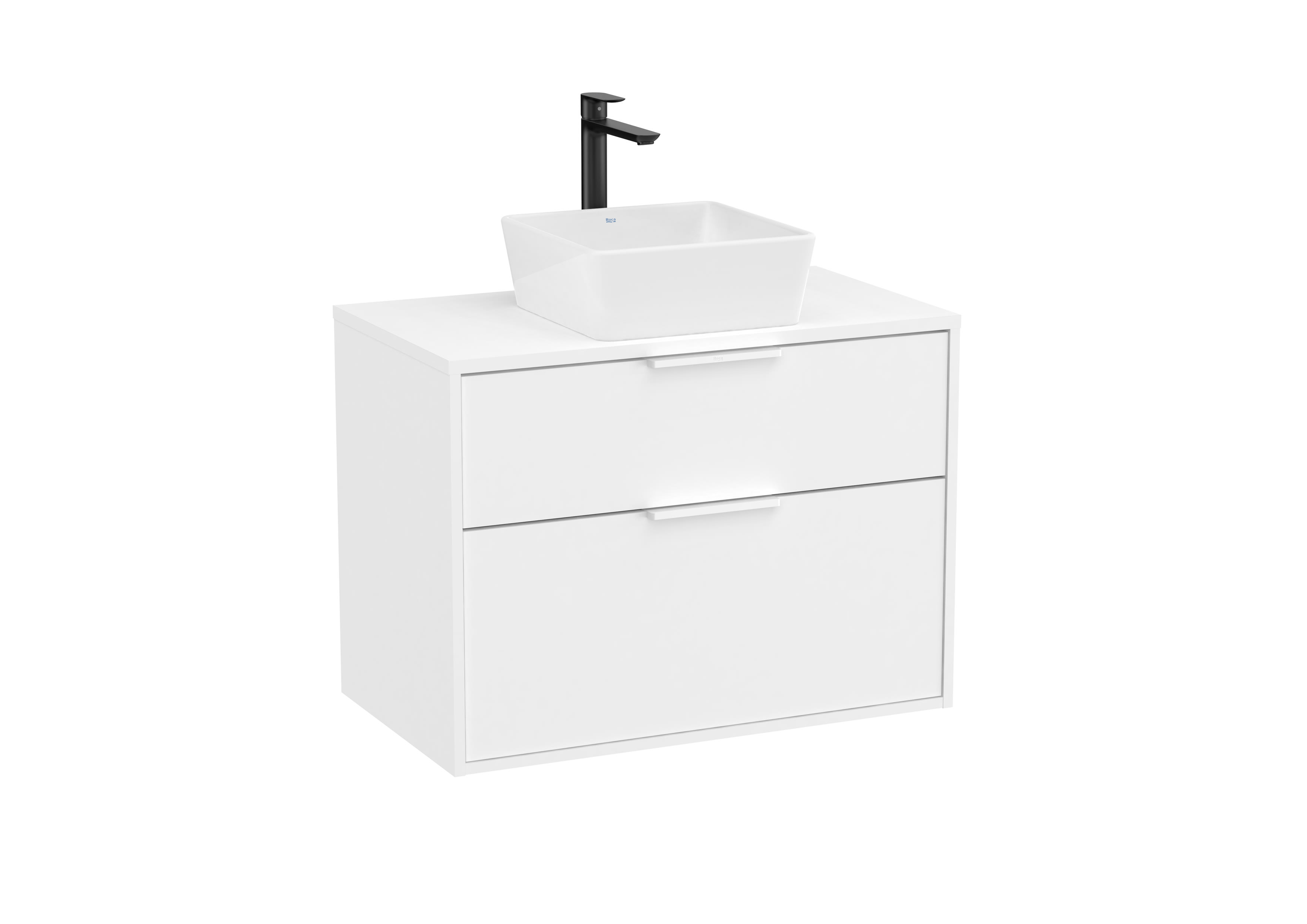 Wall Hung Vanity Unit with 2 Drawers and Countertop (800mm) Basin Sold Separately - Matt White