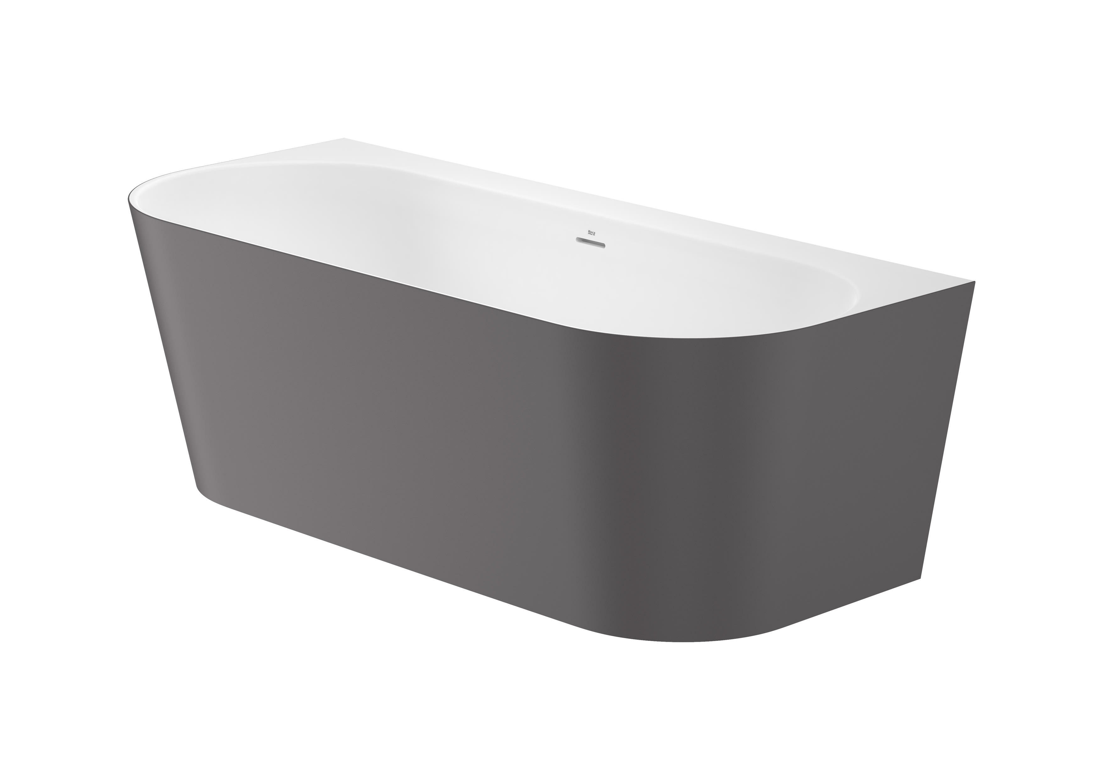 Back to wall freestanding bath. Double-ended STONEX® bath with one wall installation - Onyx/White