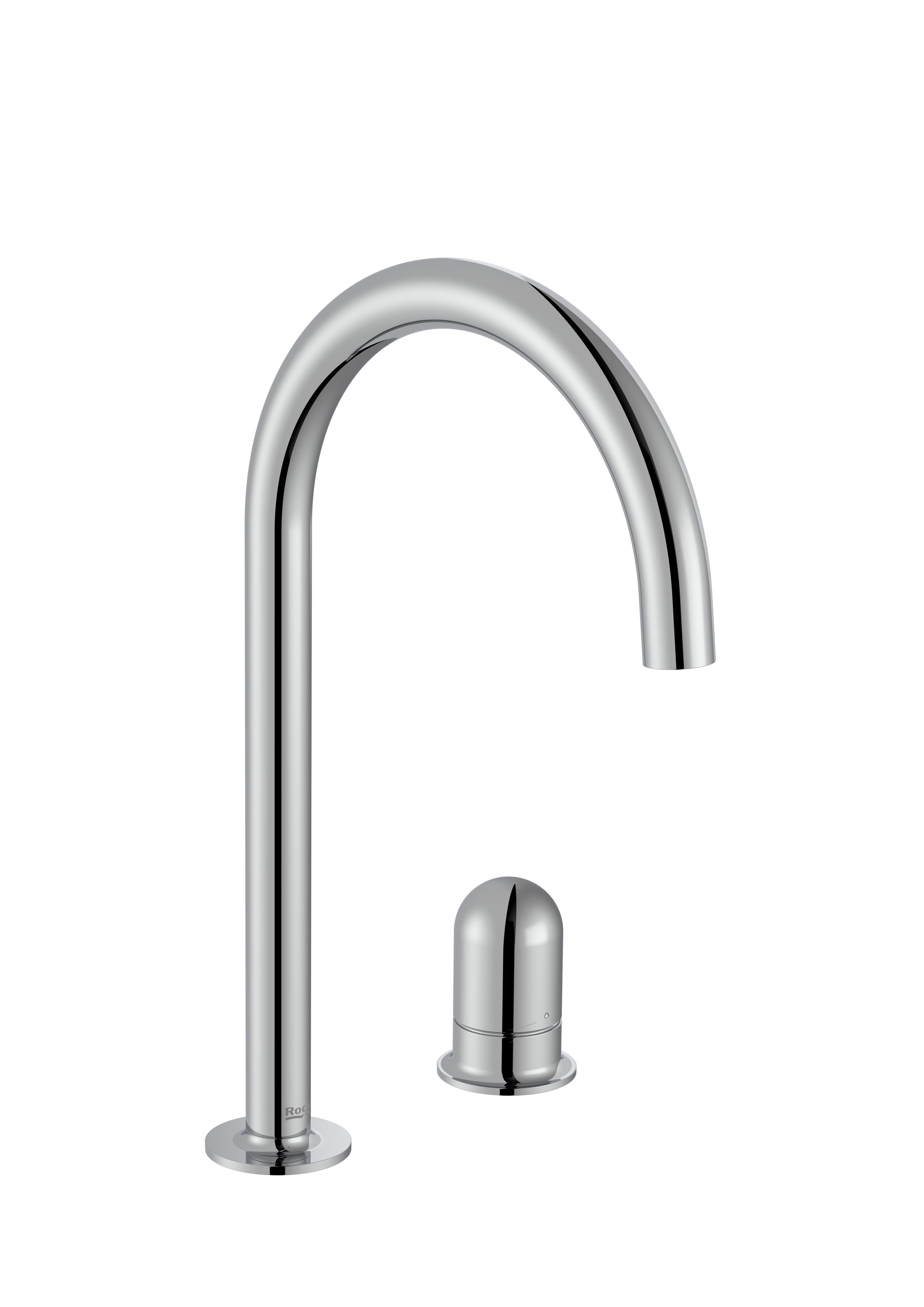 Basin mixer smooth body, deck-mounted with Dome handle - 2 holes -. L-SIZE - Chrome
