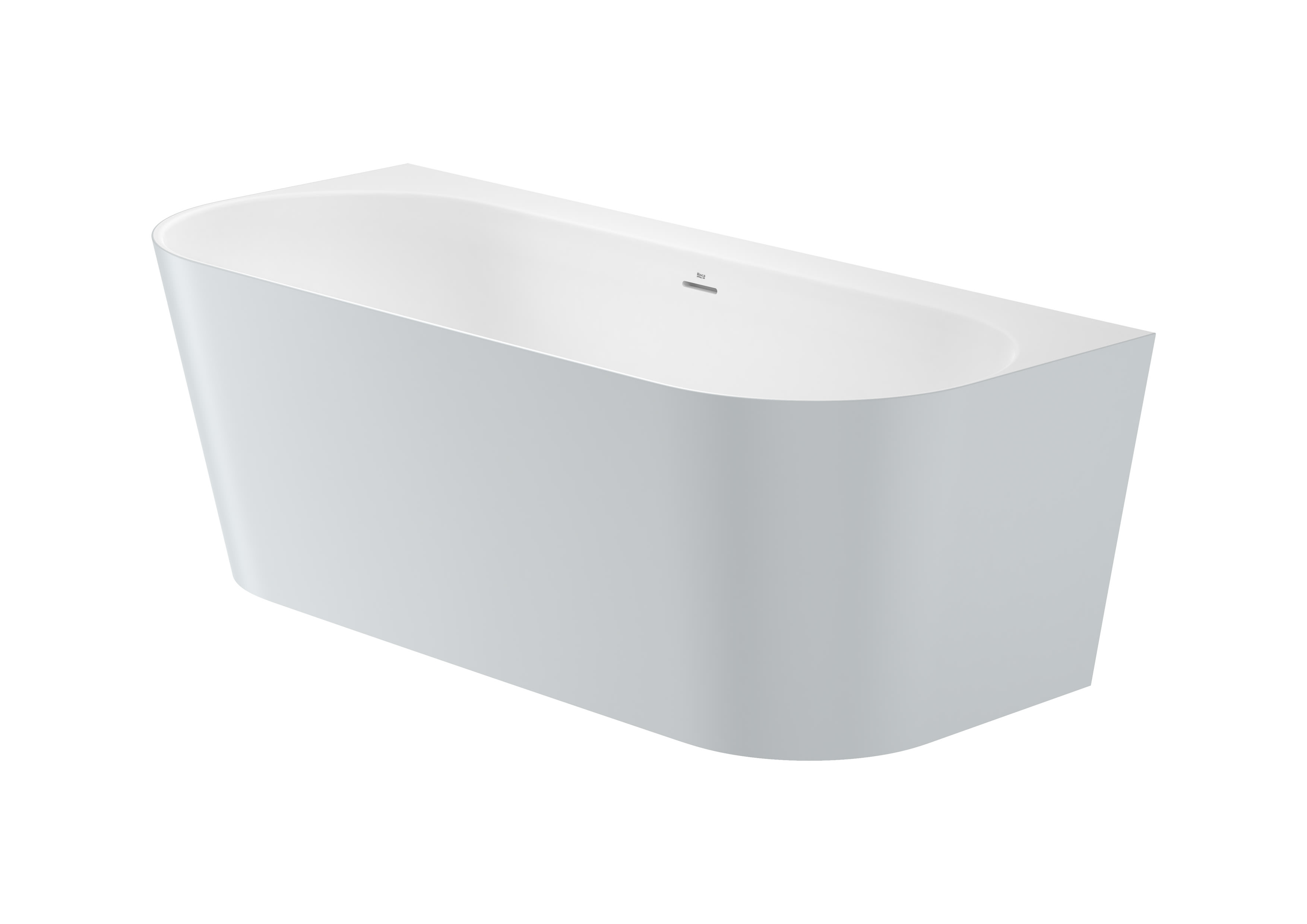 Back to wall freestanding bath. Double-ended STONEX® bath with one wall installation - Pearl/White