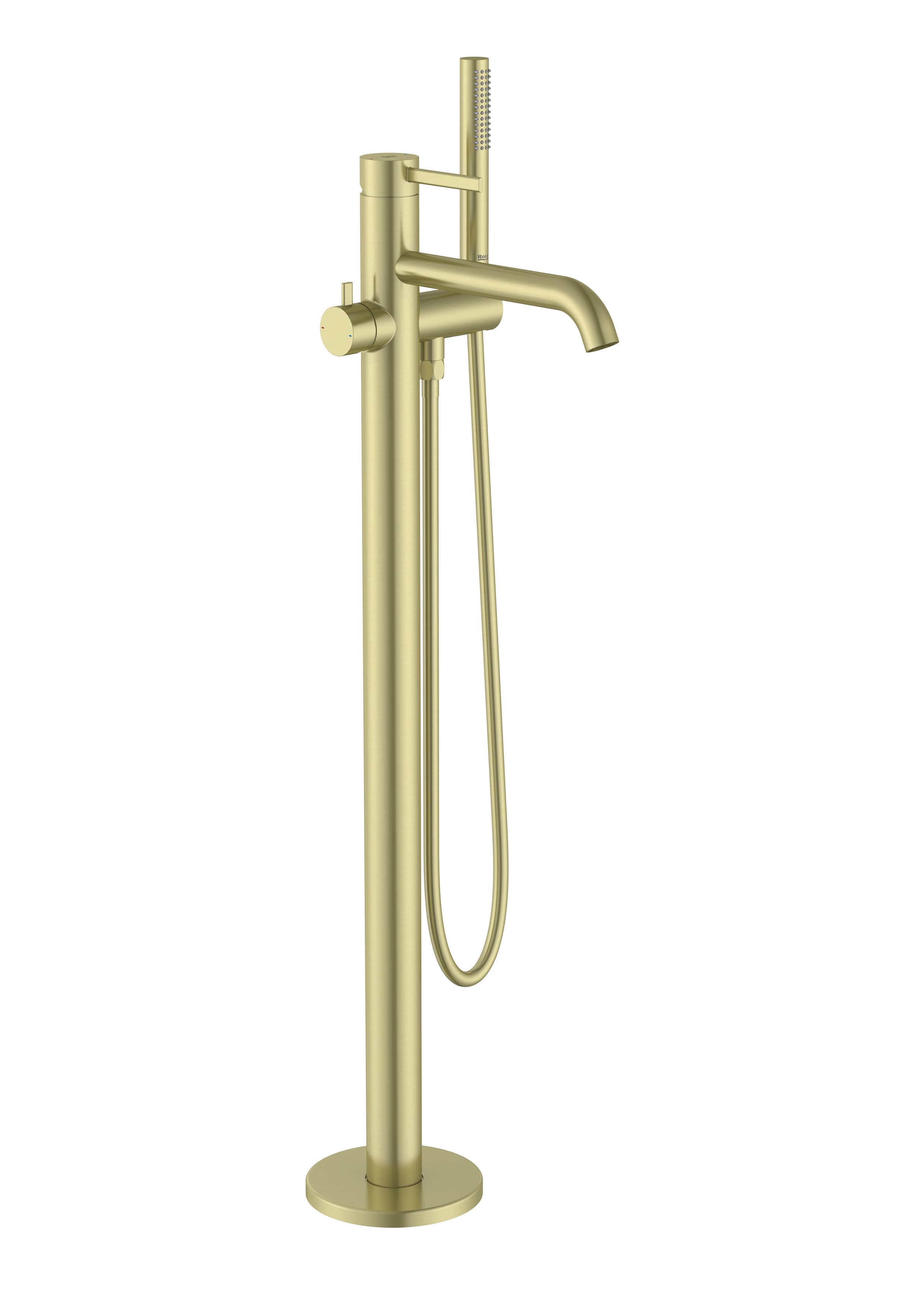 Floorstanding bath tap with shower - Brushed Brass