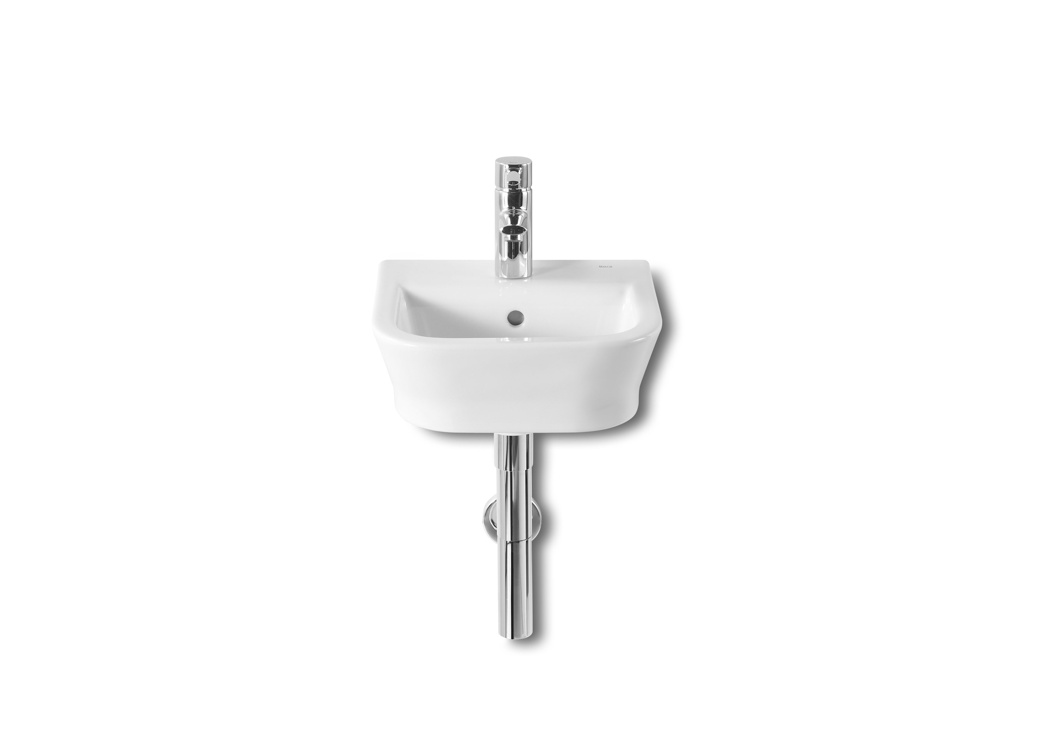 Compact wall-hung vitreous china basin