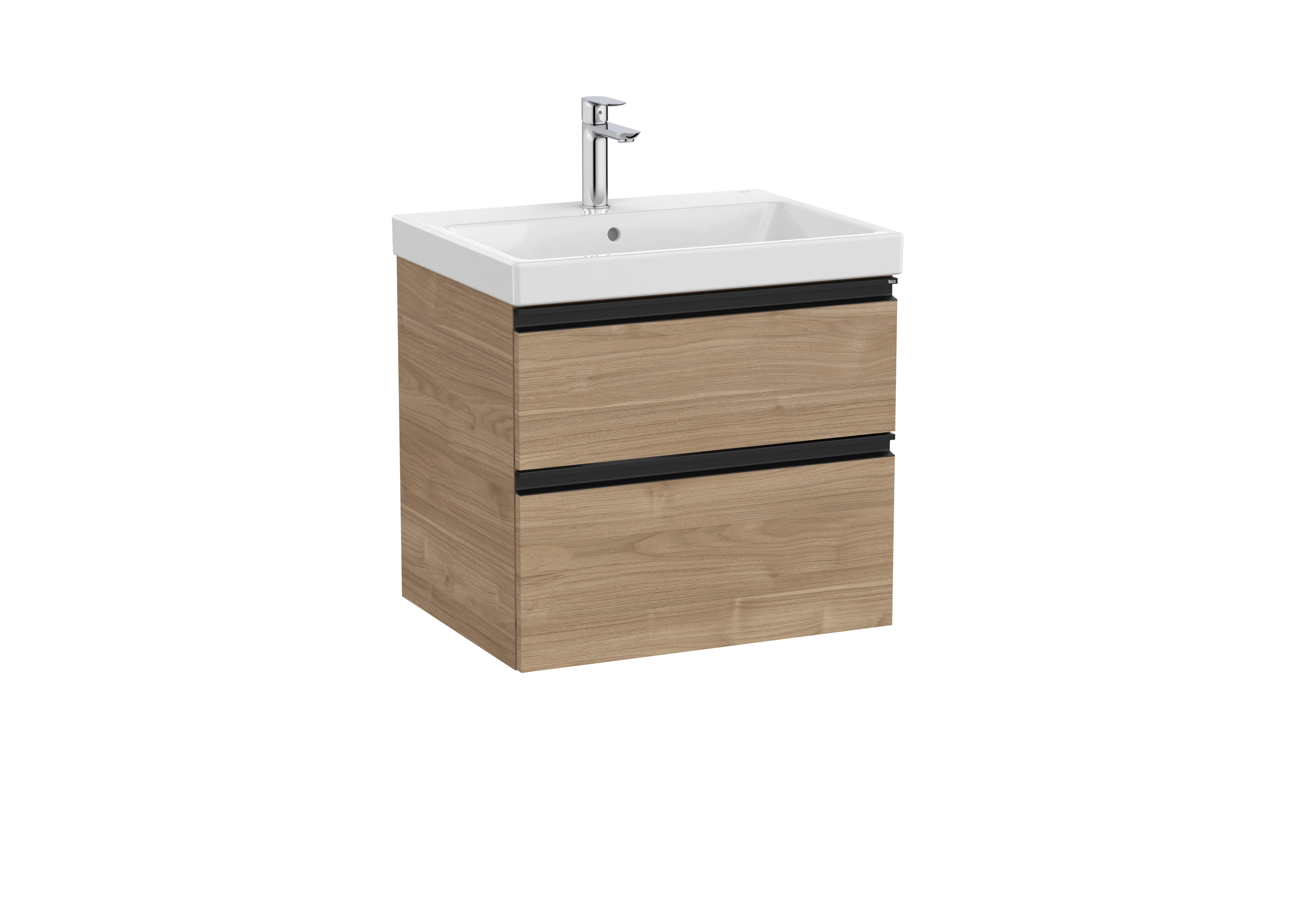 Vanity unit with two drawers and basin - Walnut