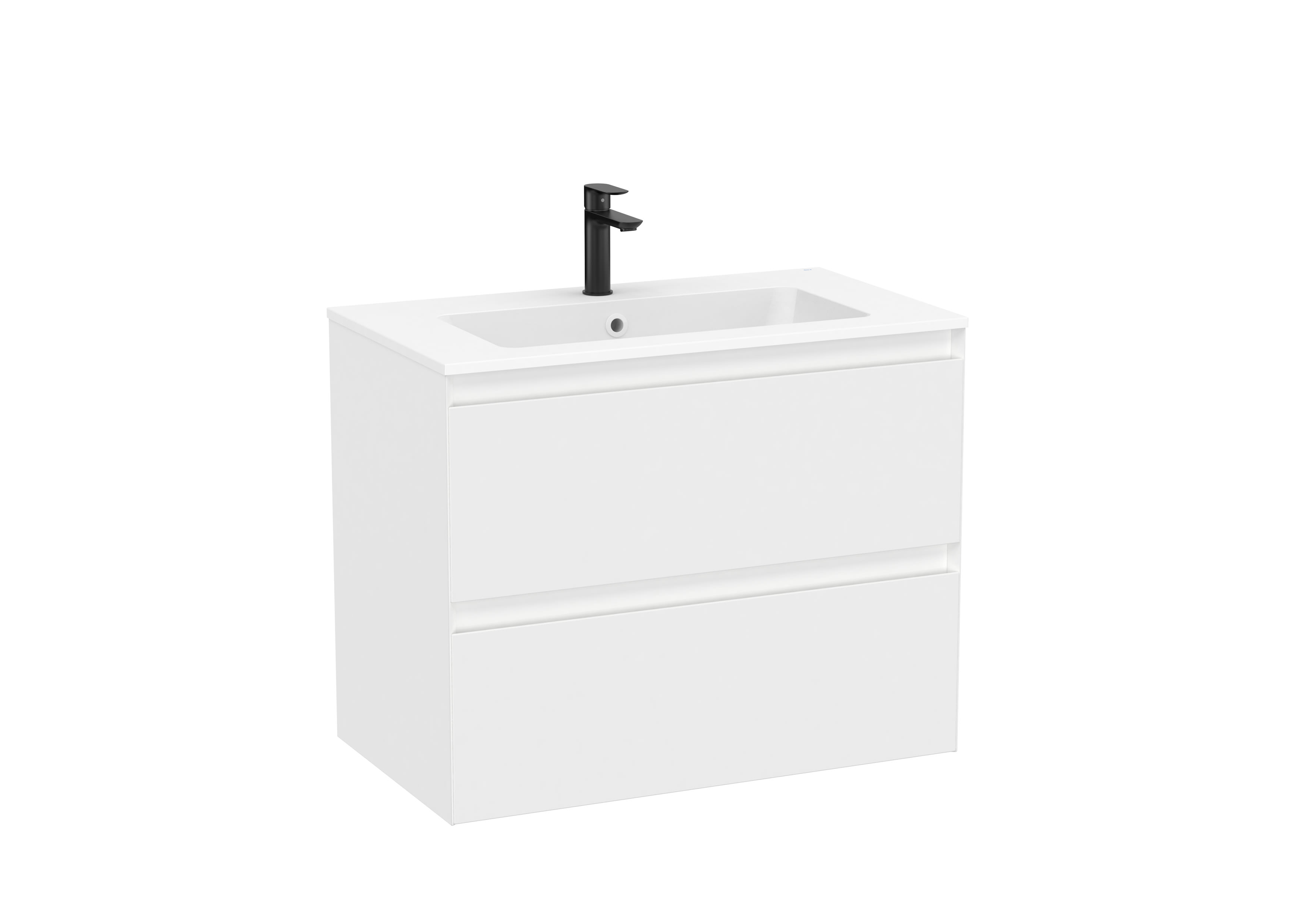 Unik Vanity unit with two drawers and Matt White basin in Stonex® - Matt White