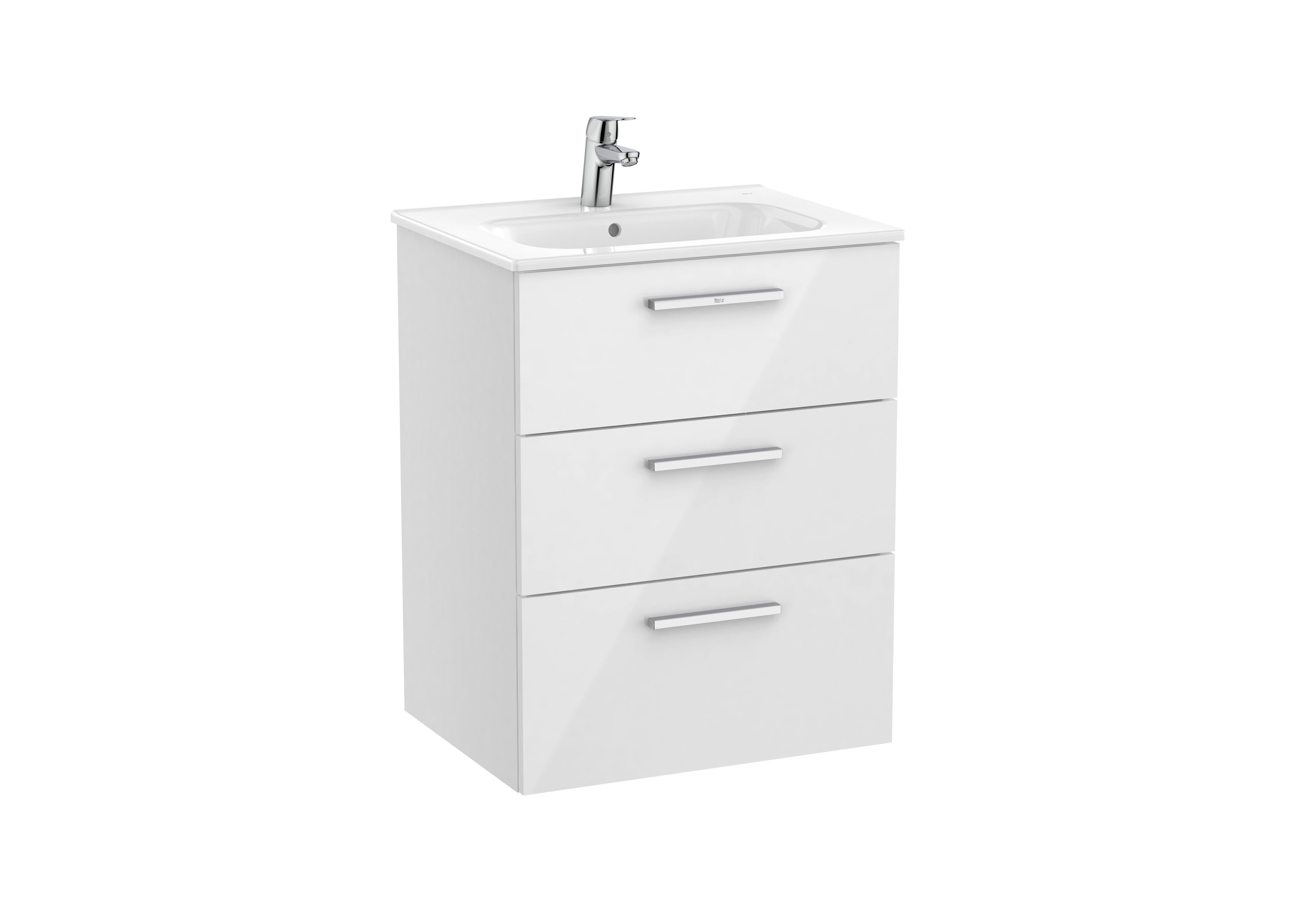 Vanity Unit with 3 drawers and basin - Glossy White