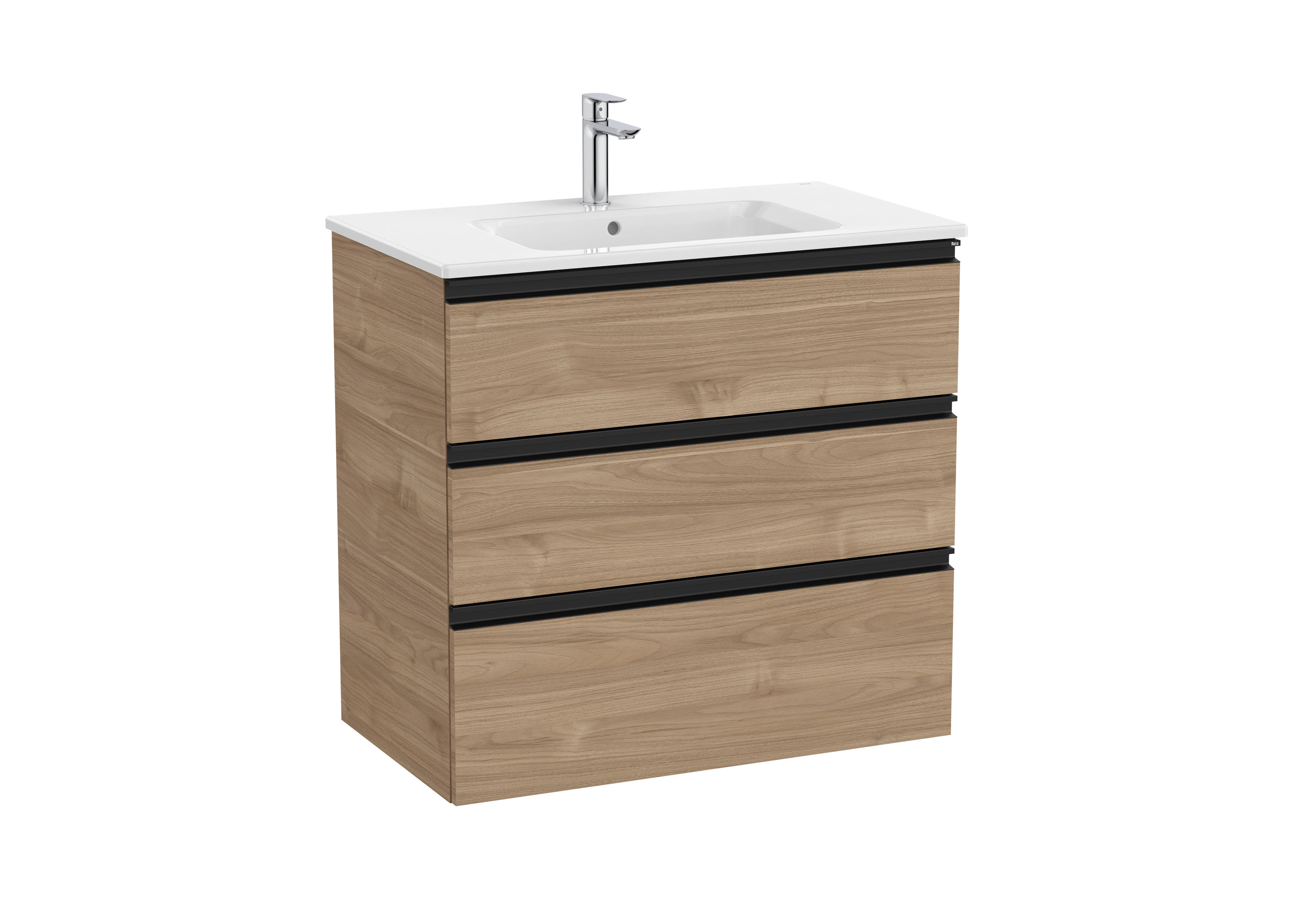 Vanity unit with 3 drawers and basin - Walnut
