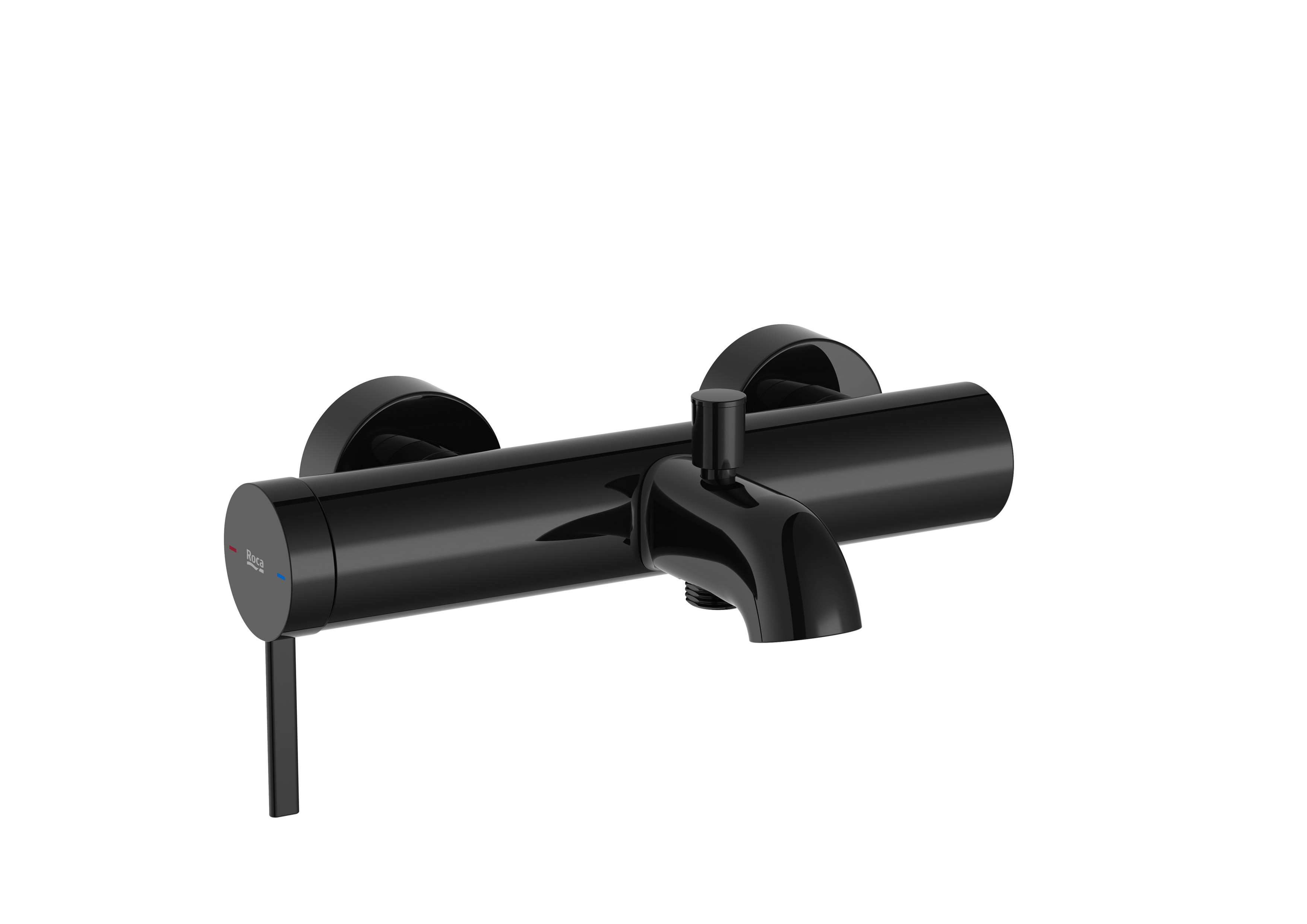 Wall-mounted bath-shower mixer with automatic diverter - Titanium black