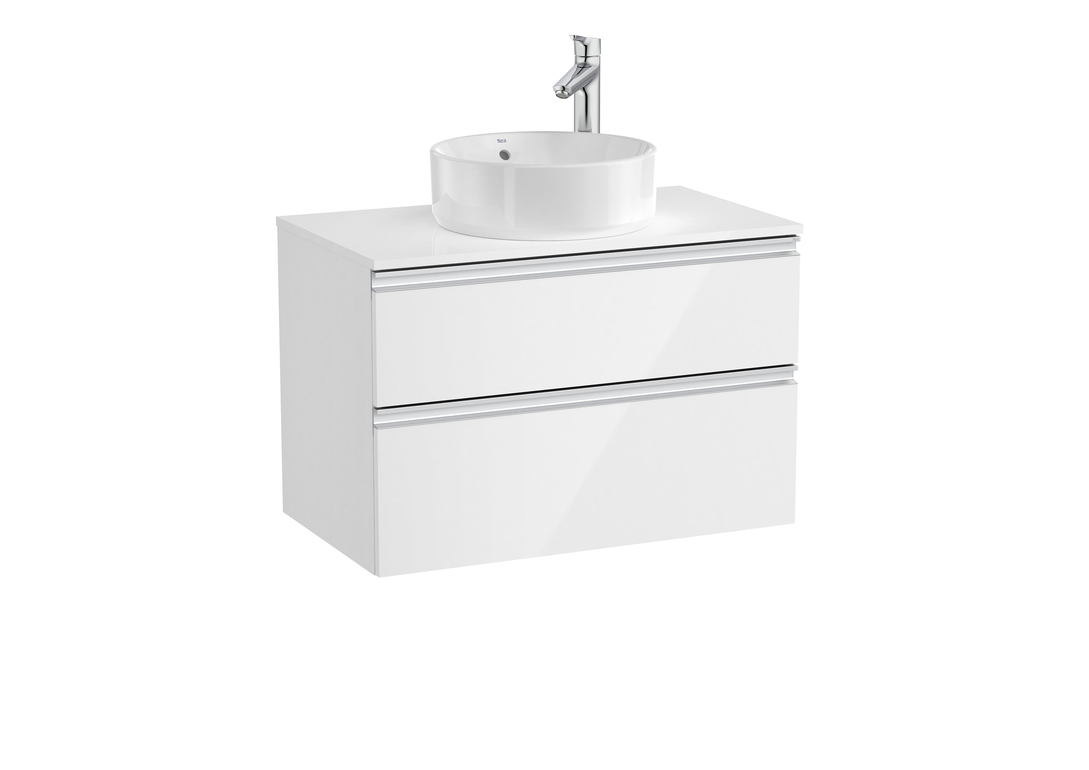 Base unit with two drawers for On Countertop basin - Glossy White