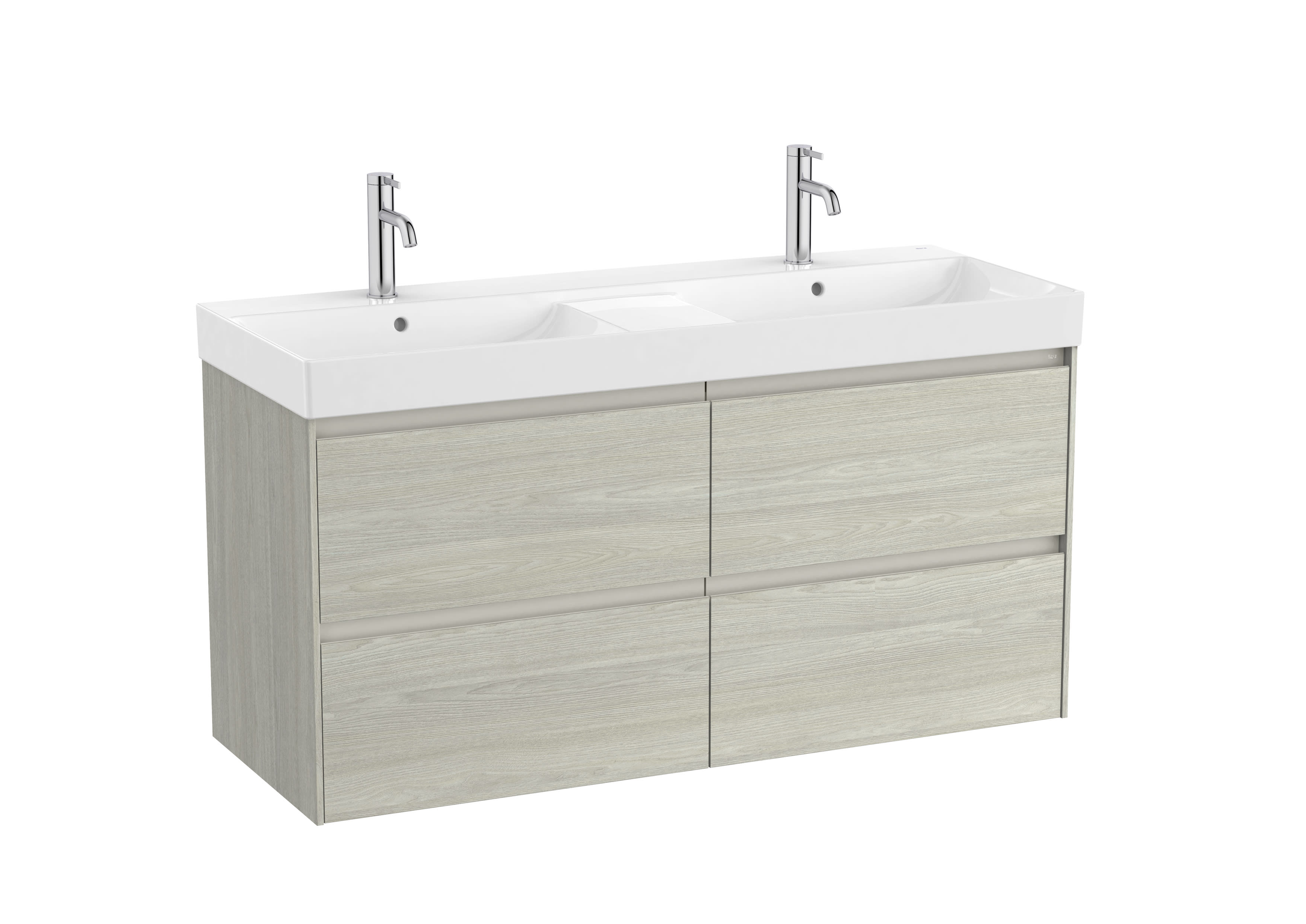Unik (base unit with four drawers and double bowl basin) - Light Oak