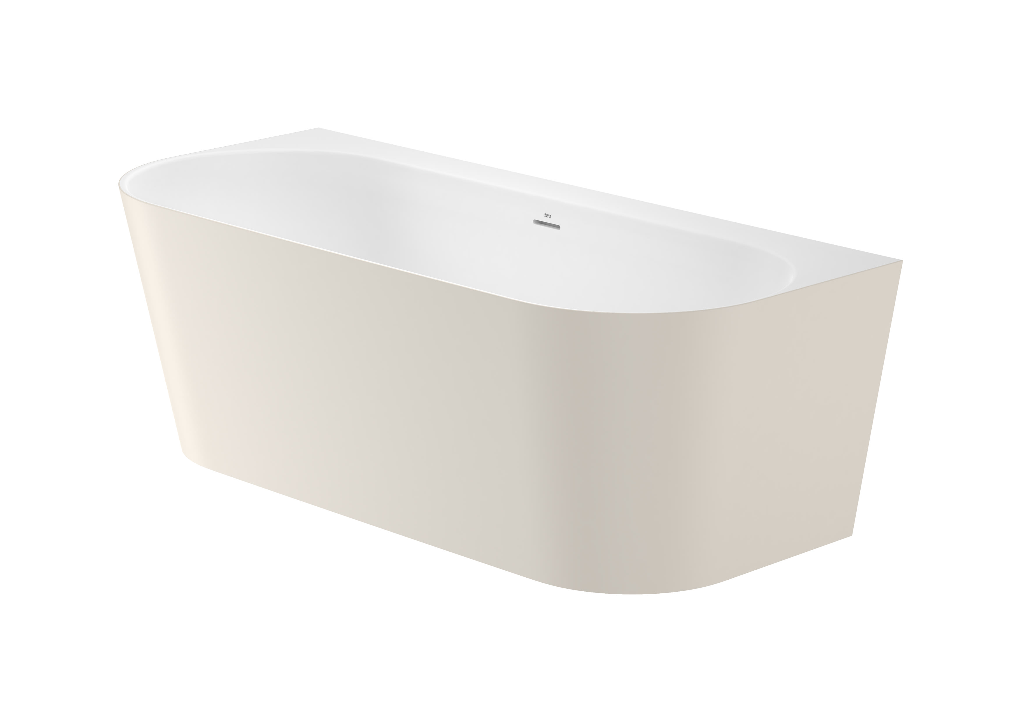 Back to wall freestanding bath. Double-ended STONEX® bath with one wall installation - Beige/White