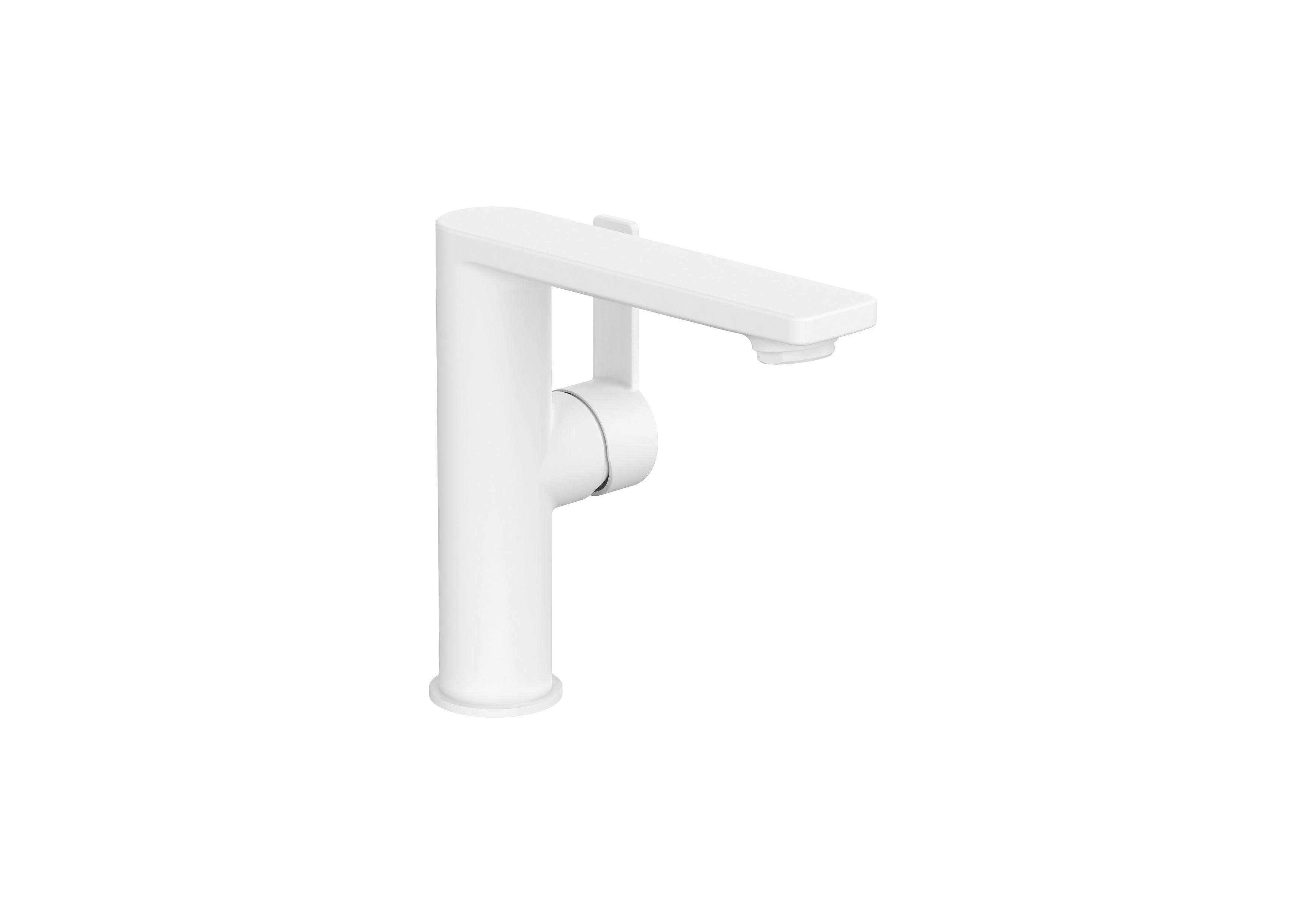 Basin mixer with smooth body and flexible supply hoses. Cold Start. L-Size - Matt White