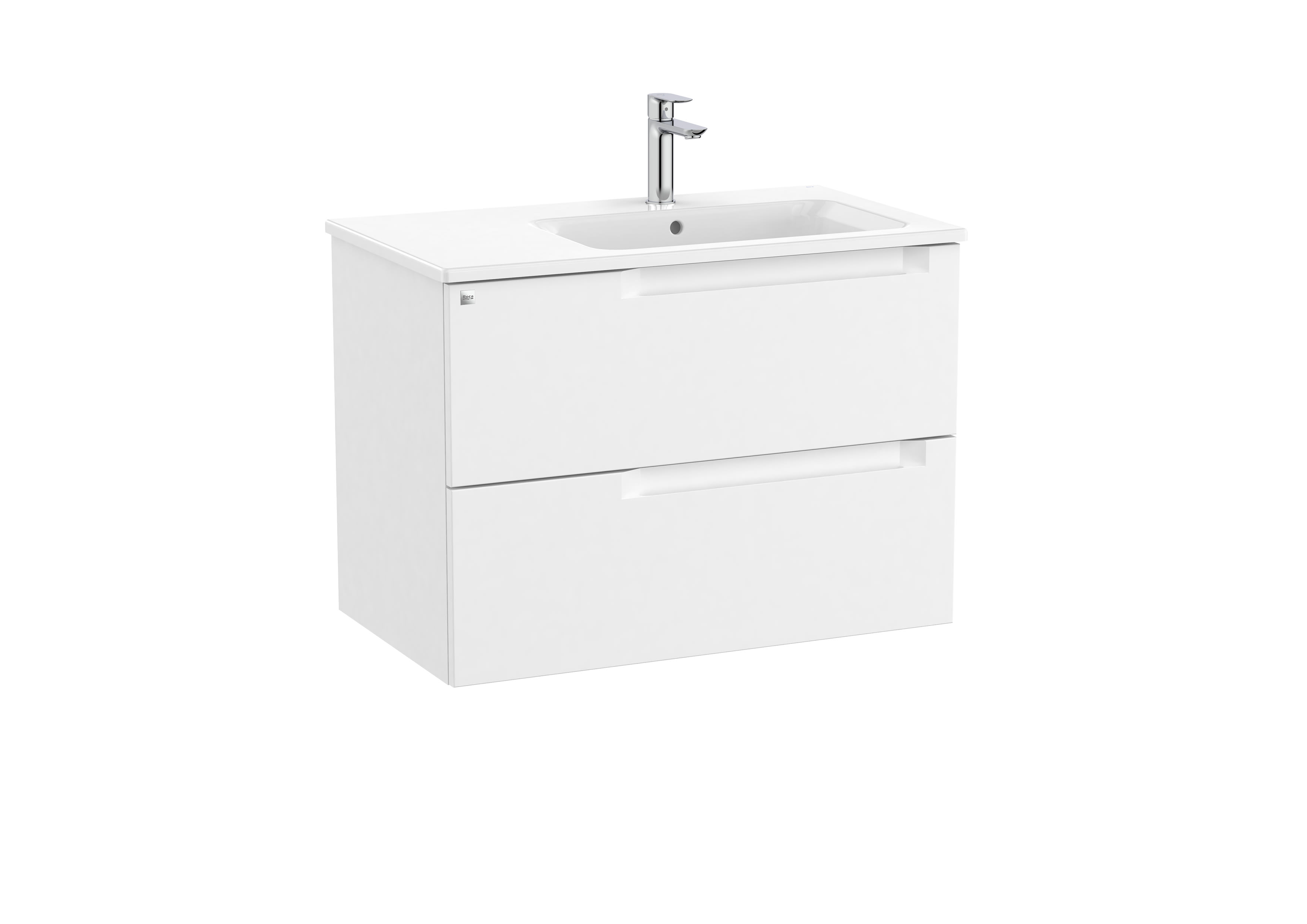 Unik (vanity unit with 2 drawers and right hand basin) - Matt White