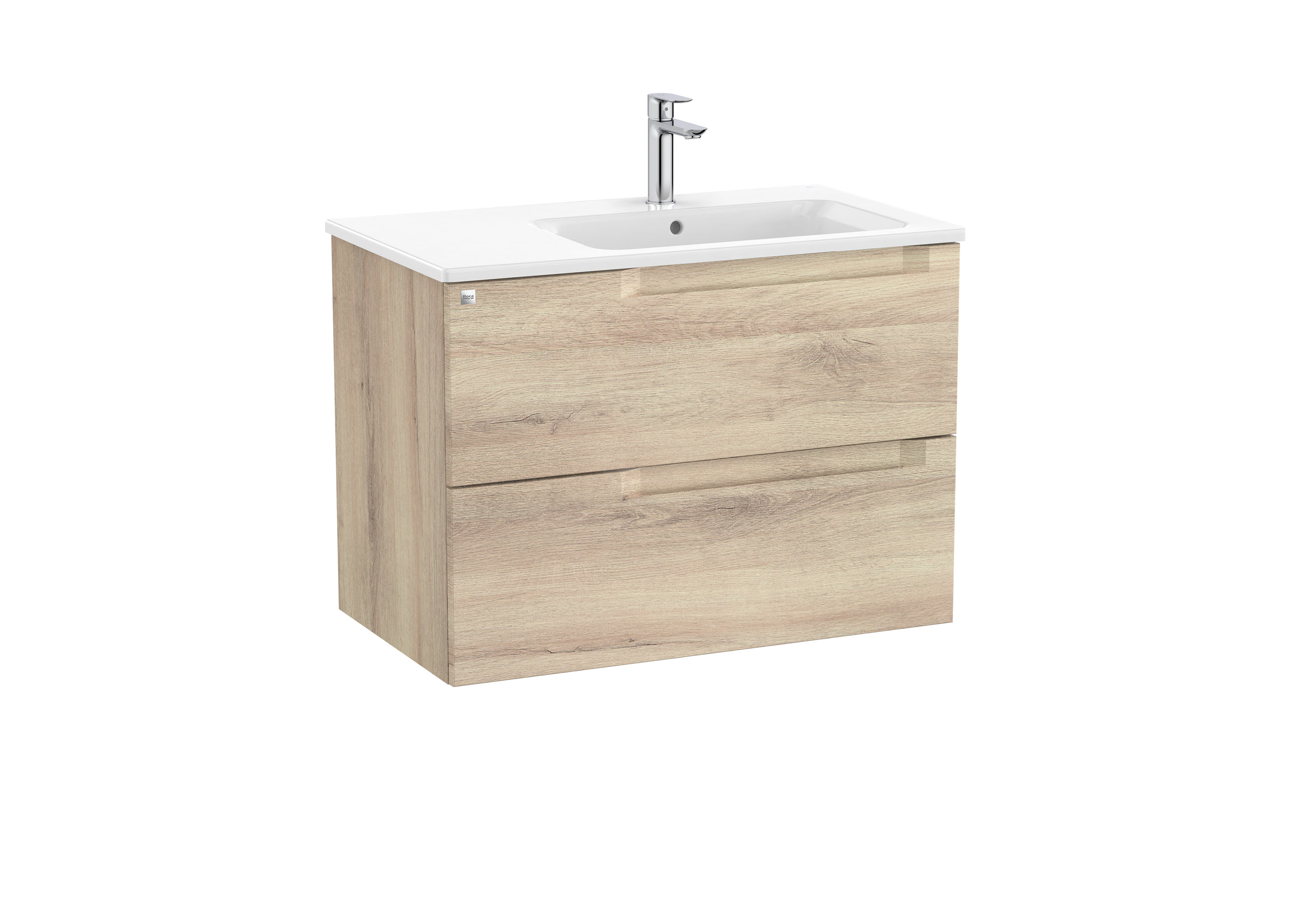 Unik (vanity unit with 2 drawers and right hand basin) - Beige Wood