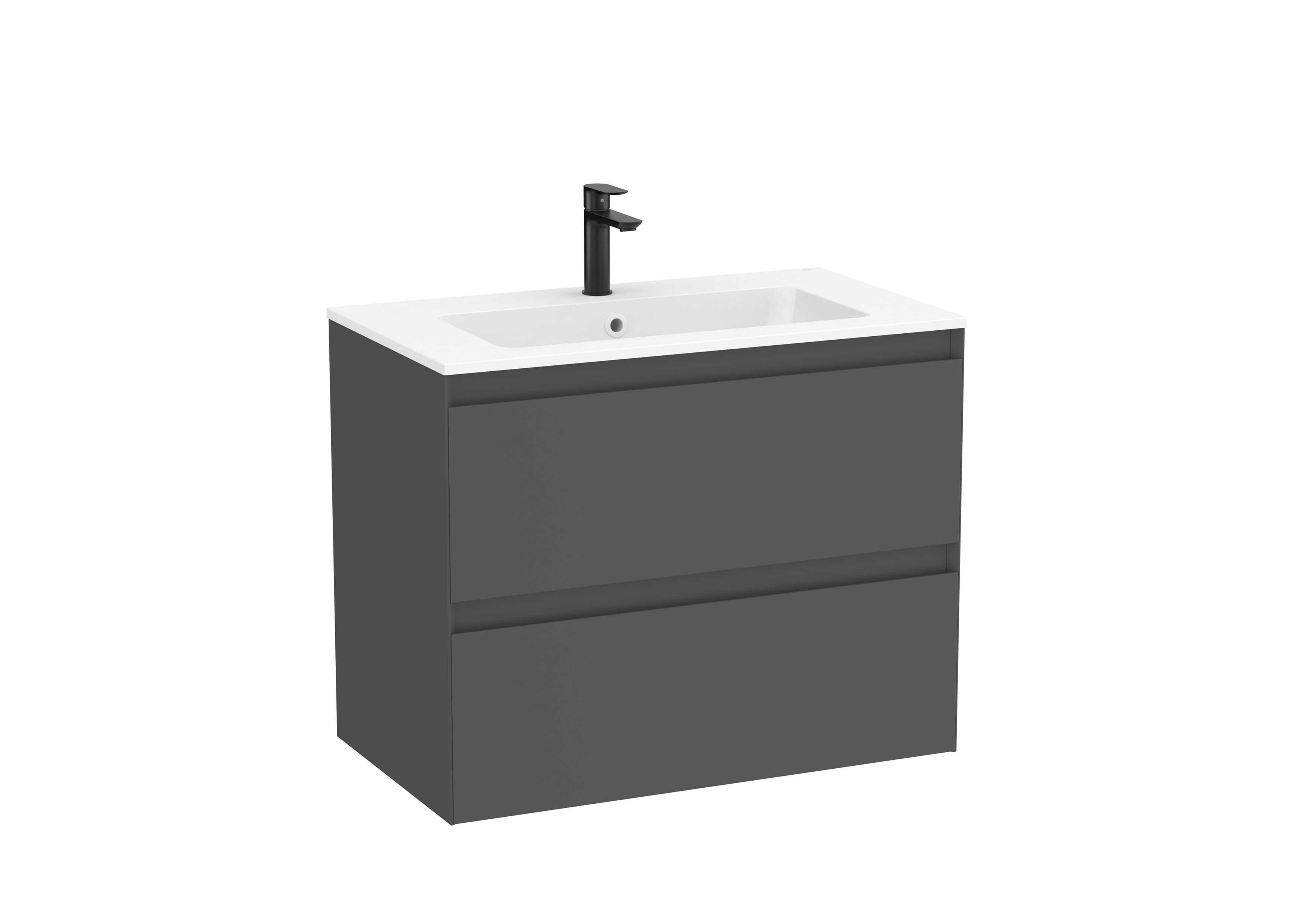 Unik Vanity unit with two drawers and Matt White basin in Stonex® - Onyx