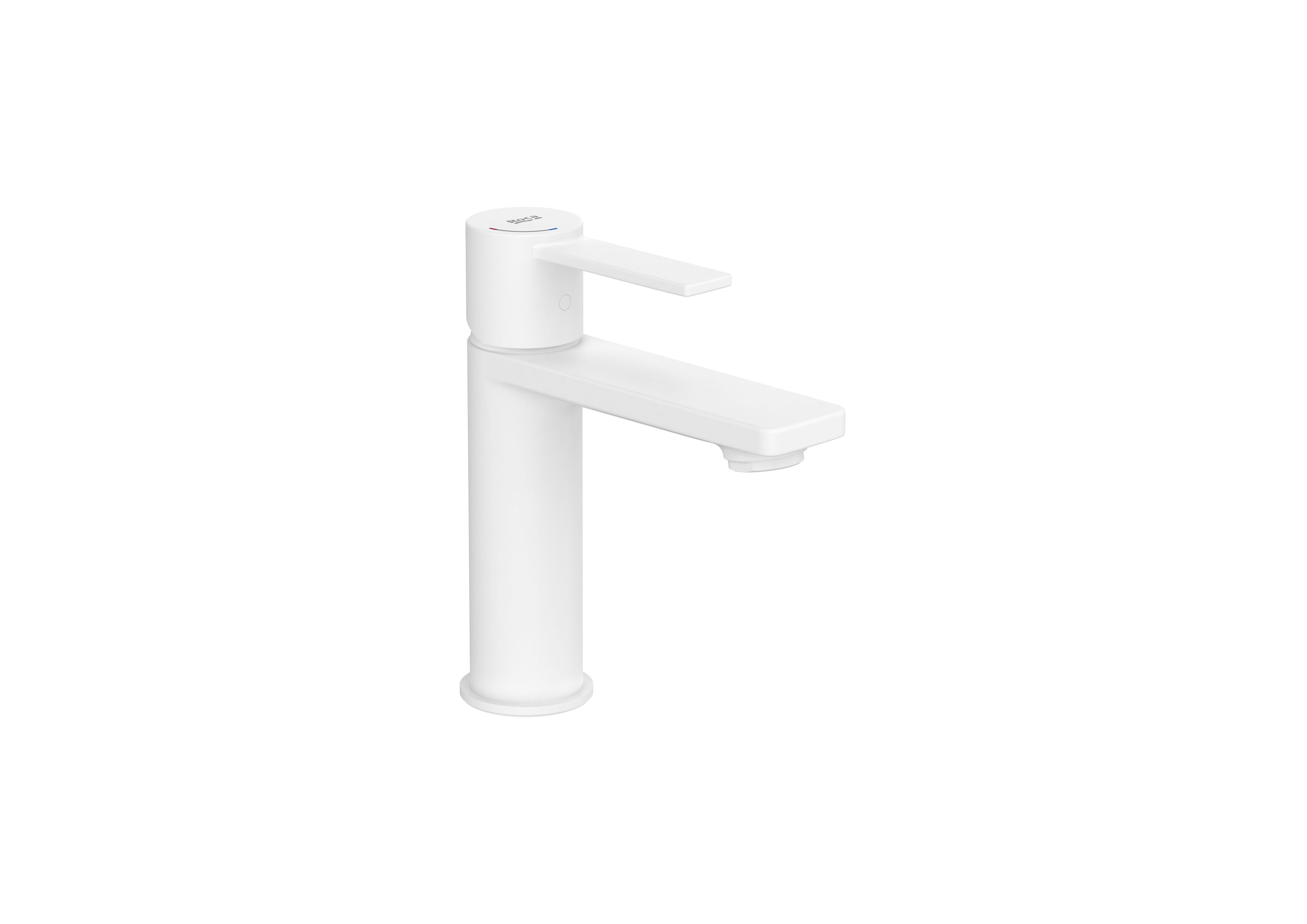 Basin mixer with smooth body and flexible supply hoses. Cold Start. S-Size - Matt White