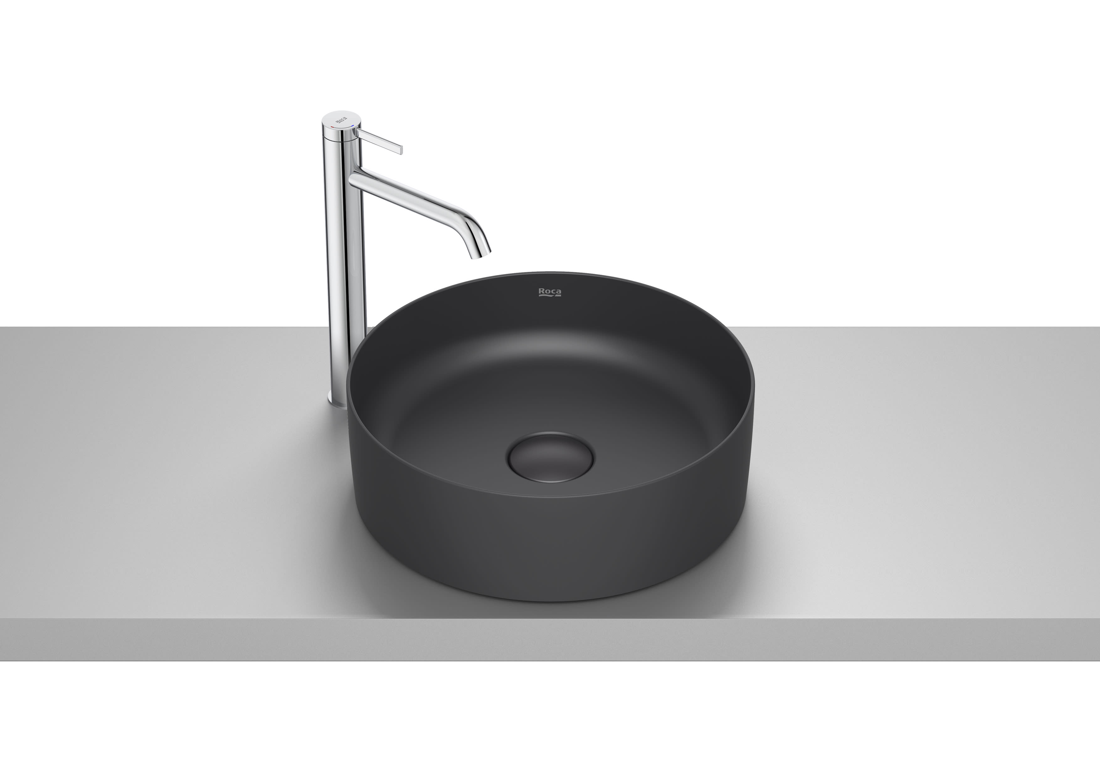 FINECERAMIC® Over Countertop Basin without taphole - Matt black