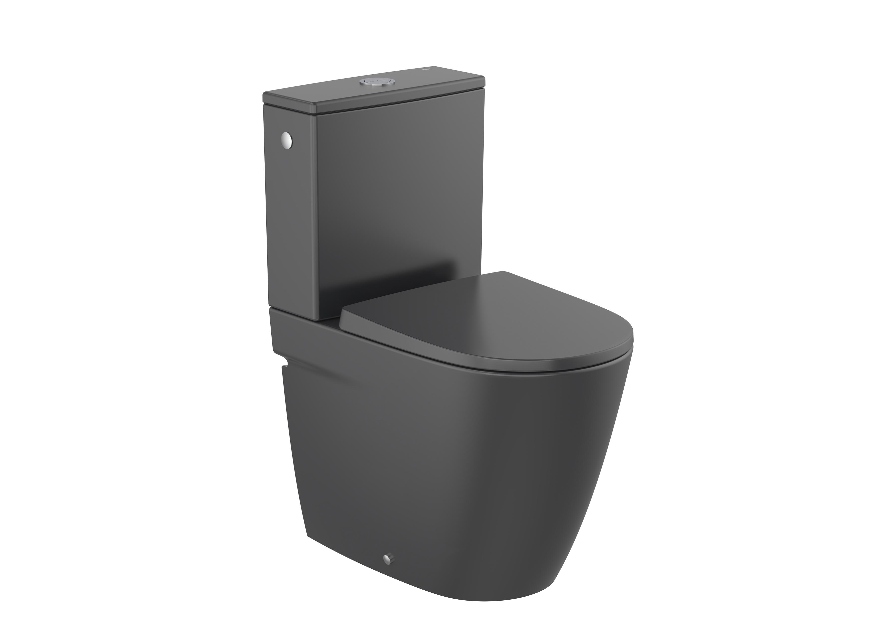 Back to wall vitreous china compact close-coupled Rimless toilet with dual outlet - Matt black