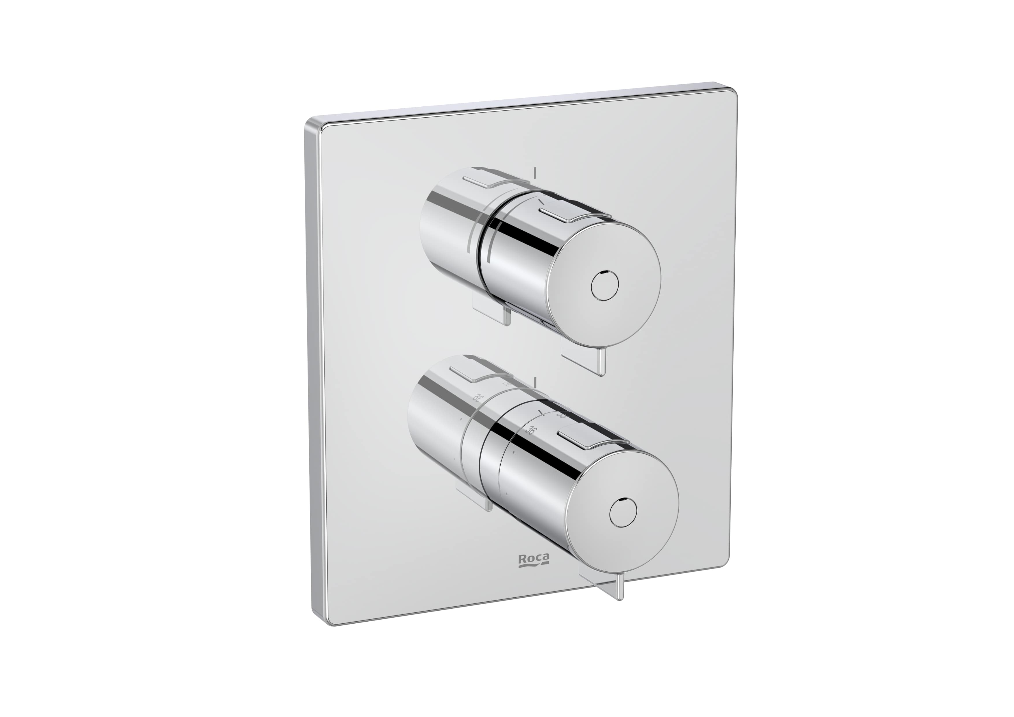 Square - Built-in thermostatic shower mixer (1 way). To be completed with RocaBox A525869403 - Chrome