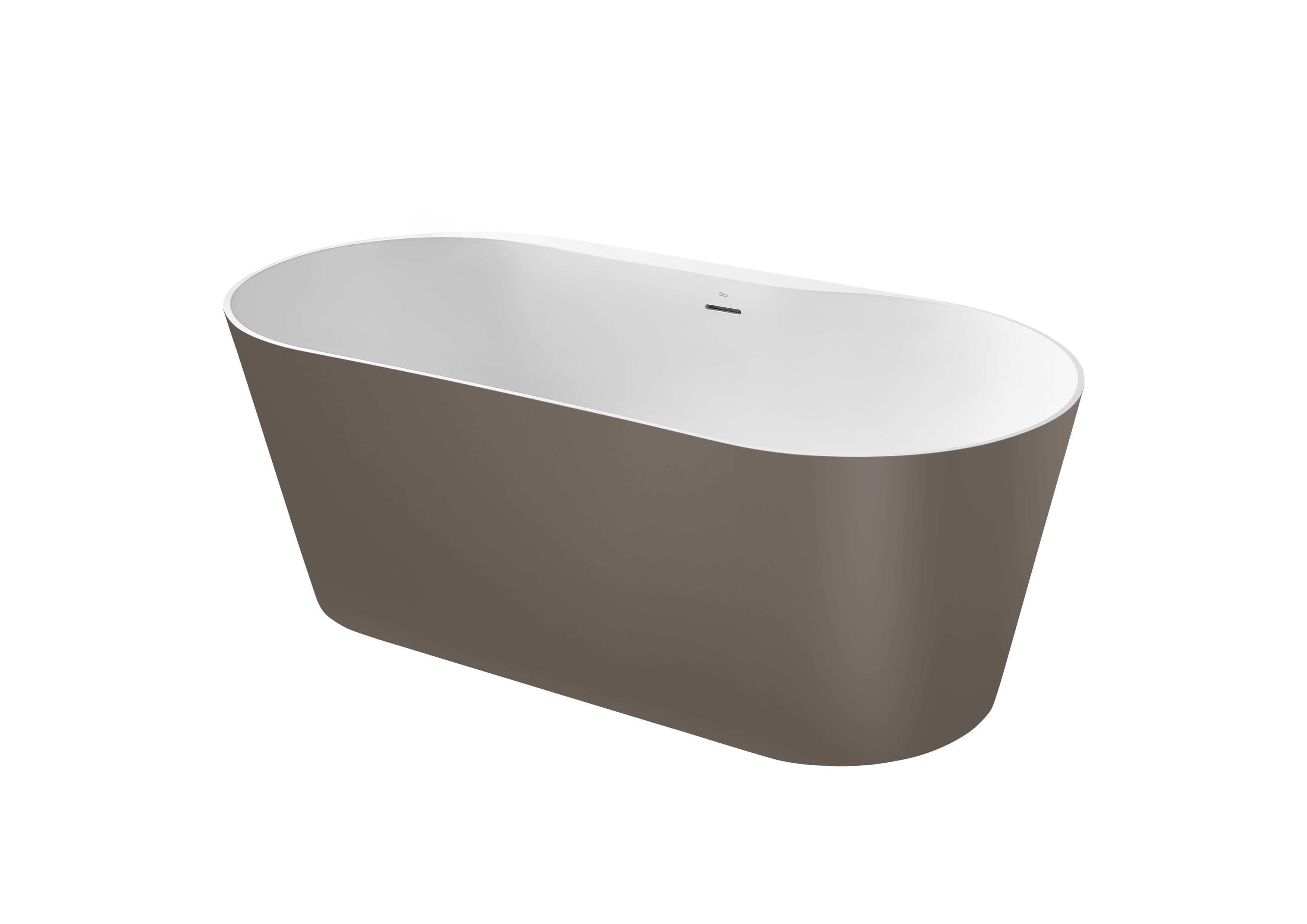 Stonex® oval bathtub with drain - Coffee/White
