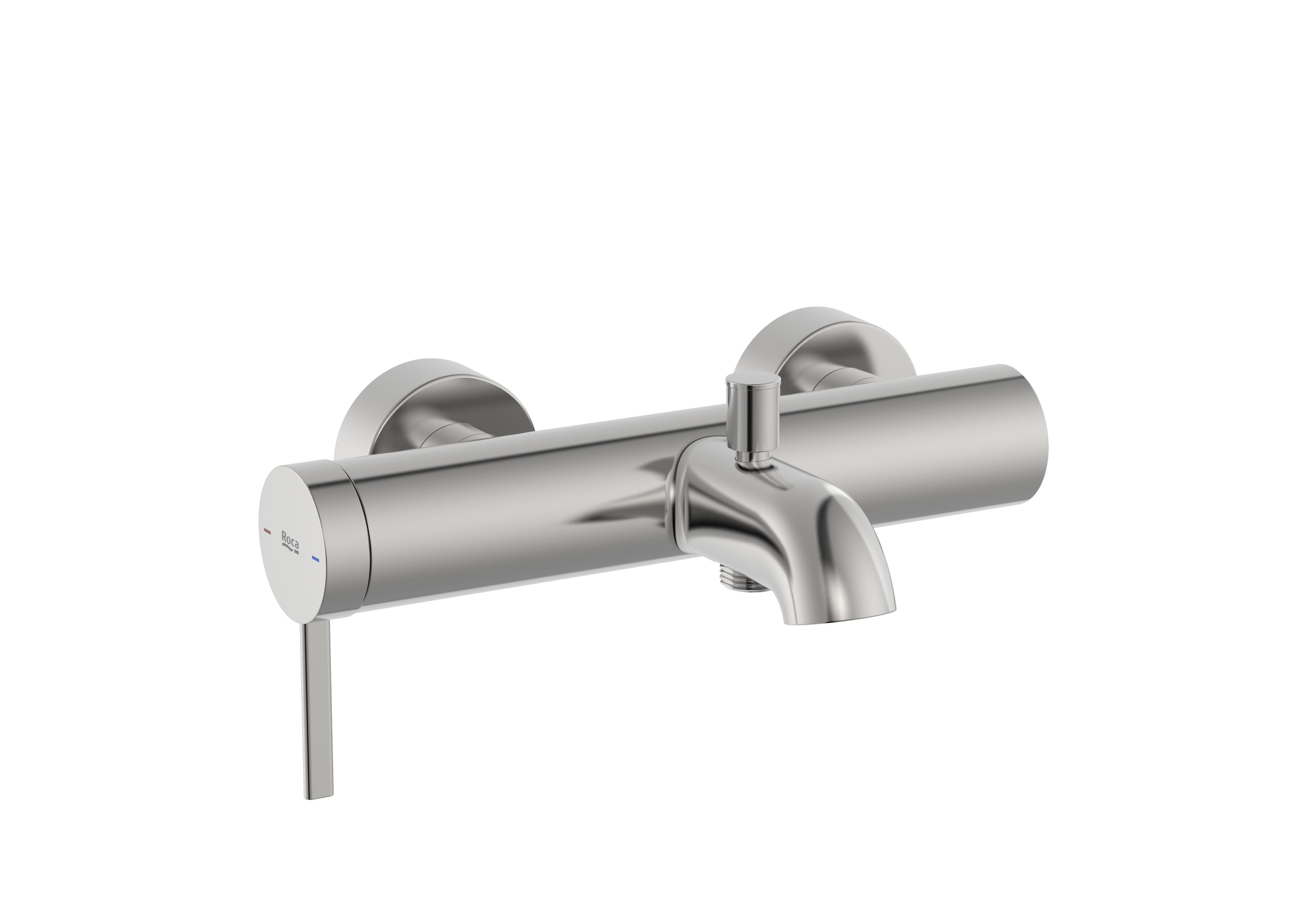 Wall-mounted bath-shower mixer with automatic diverter - Stainless Steel Finish