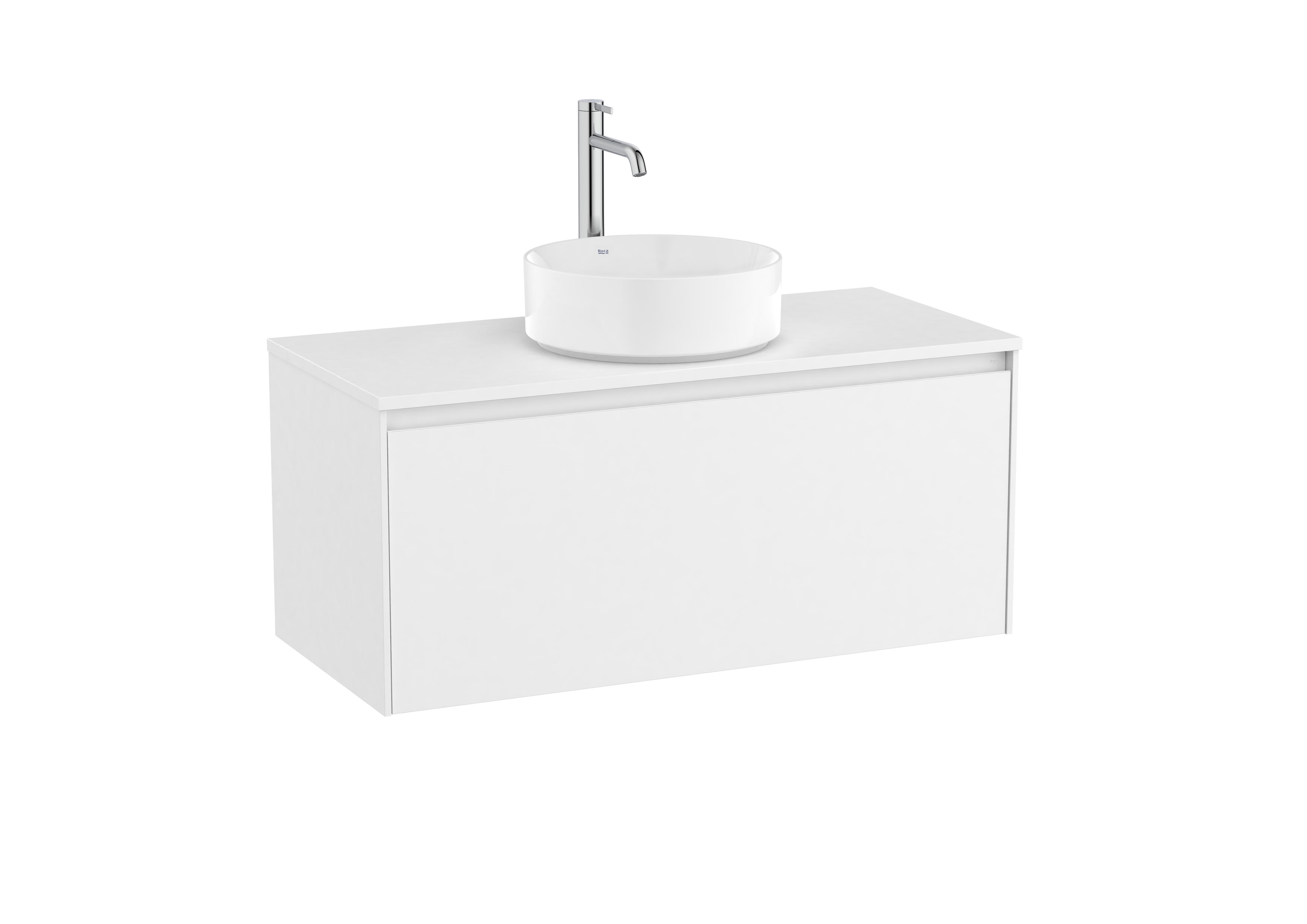 Base unit for over countertop basin with one drawer - Matt White