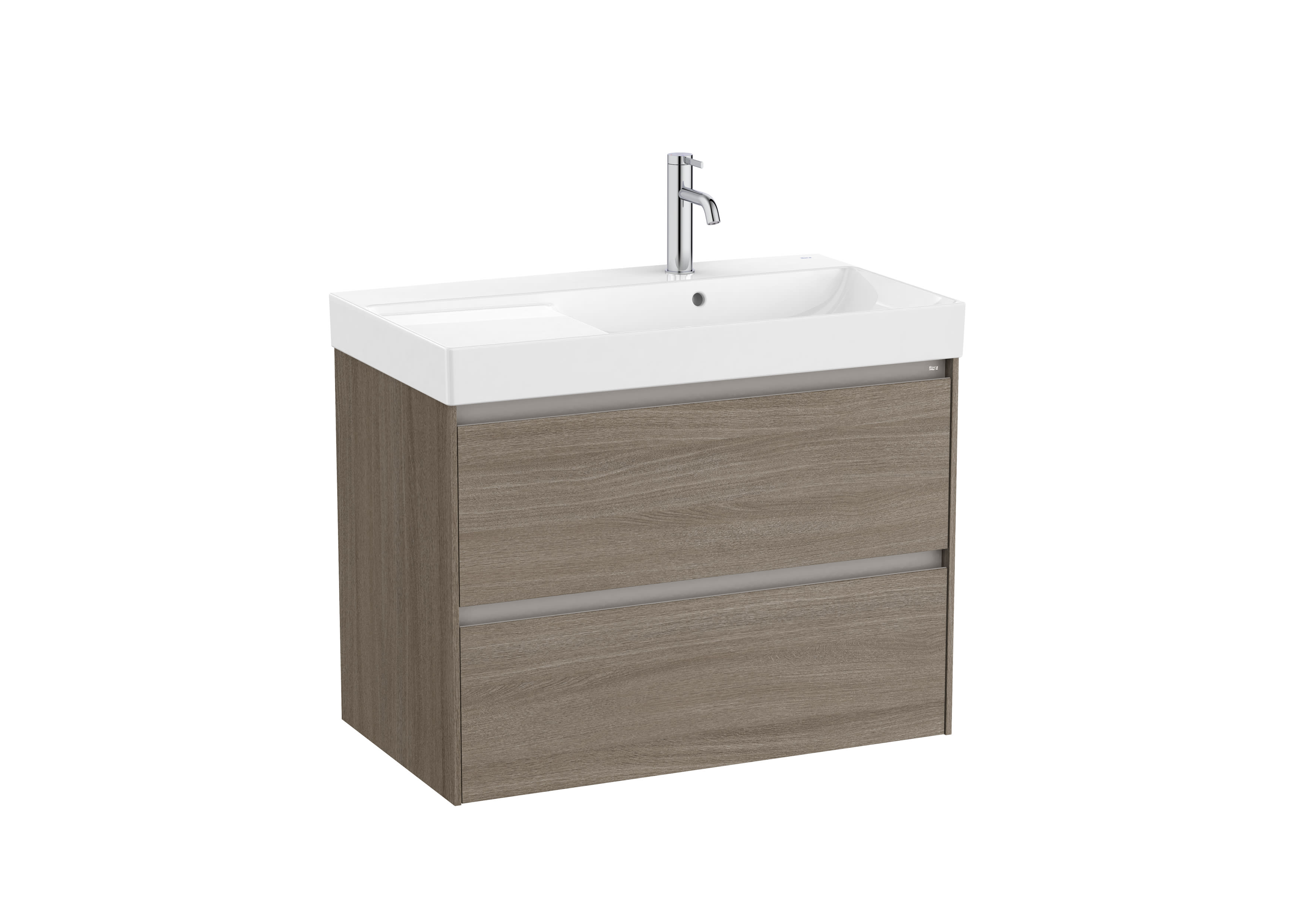 Unik (base unit with two drawers and right hand basin) - Dark Elm