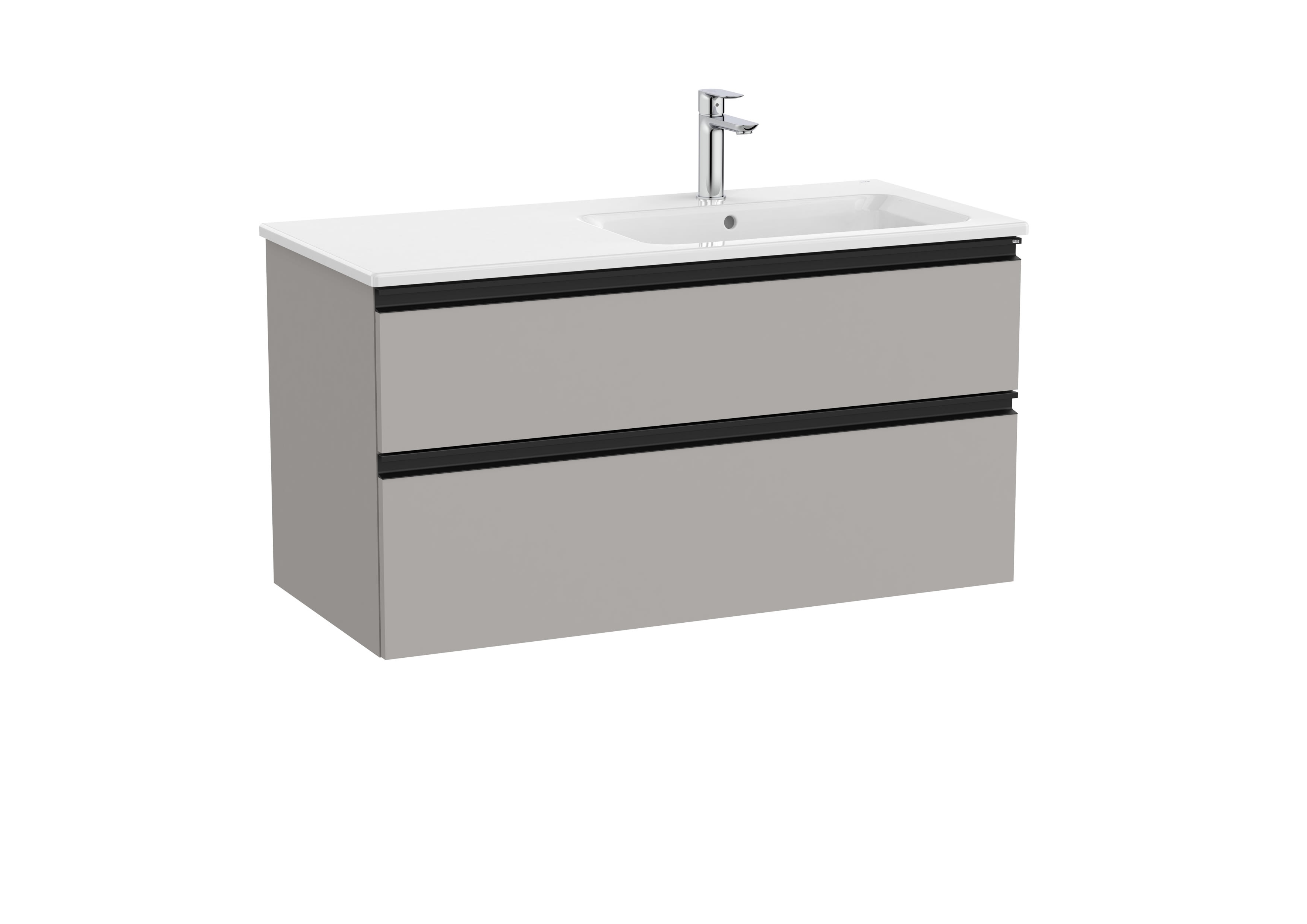Vanity unit with 2 drawers and centered basin - Matt Grey