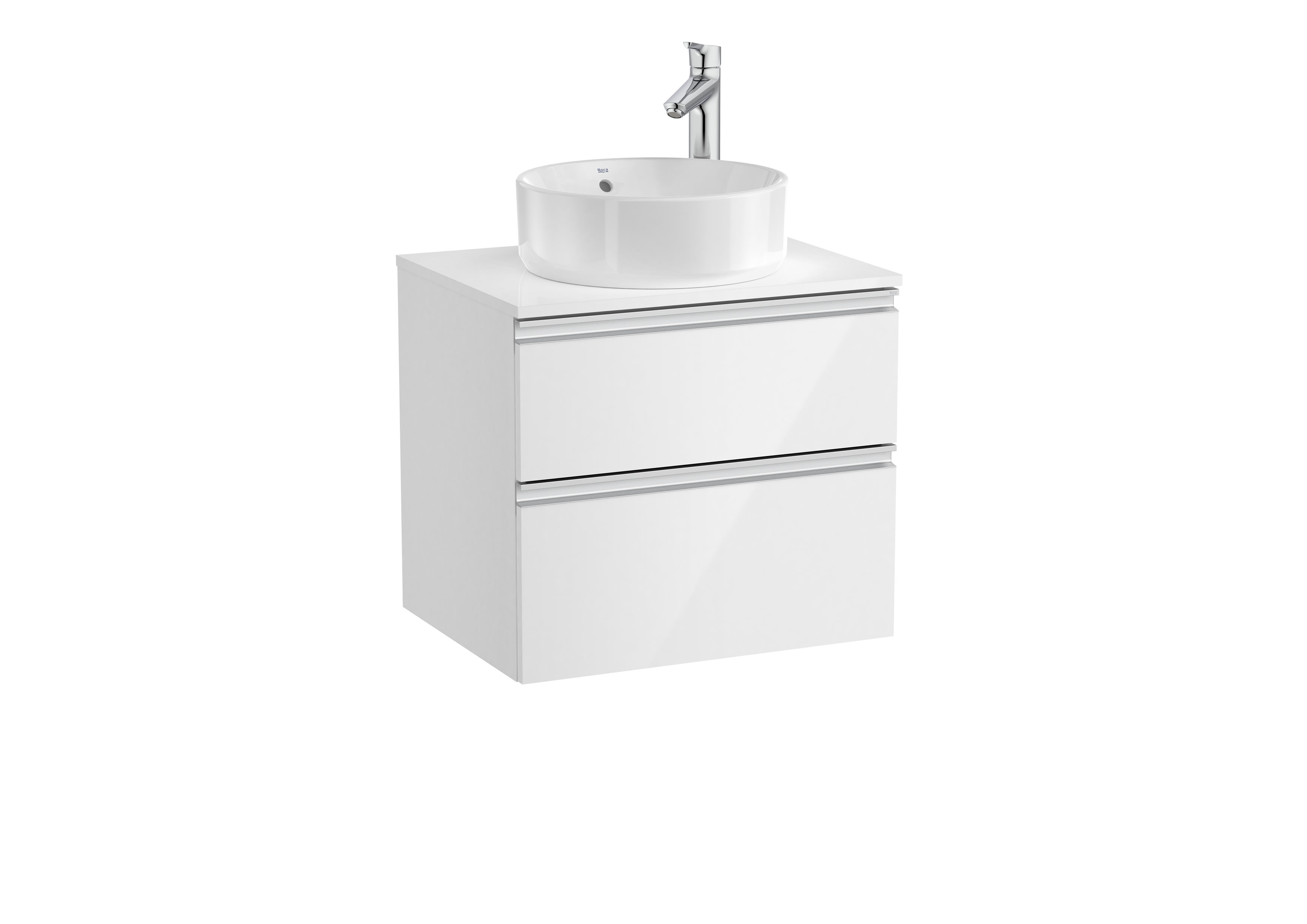 Base unit with two drawers for On Countertop basin - Glossy White