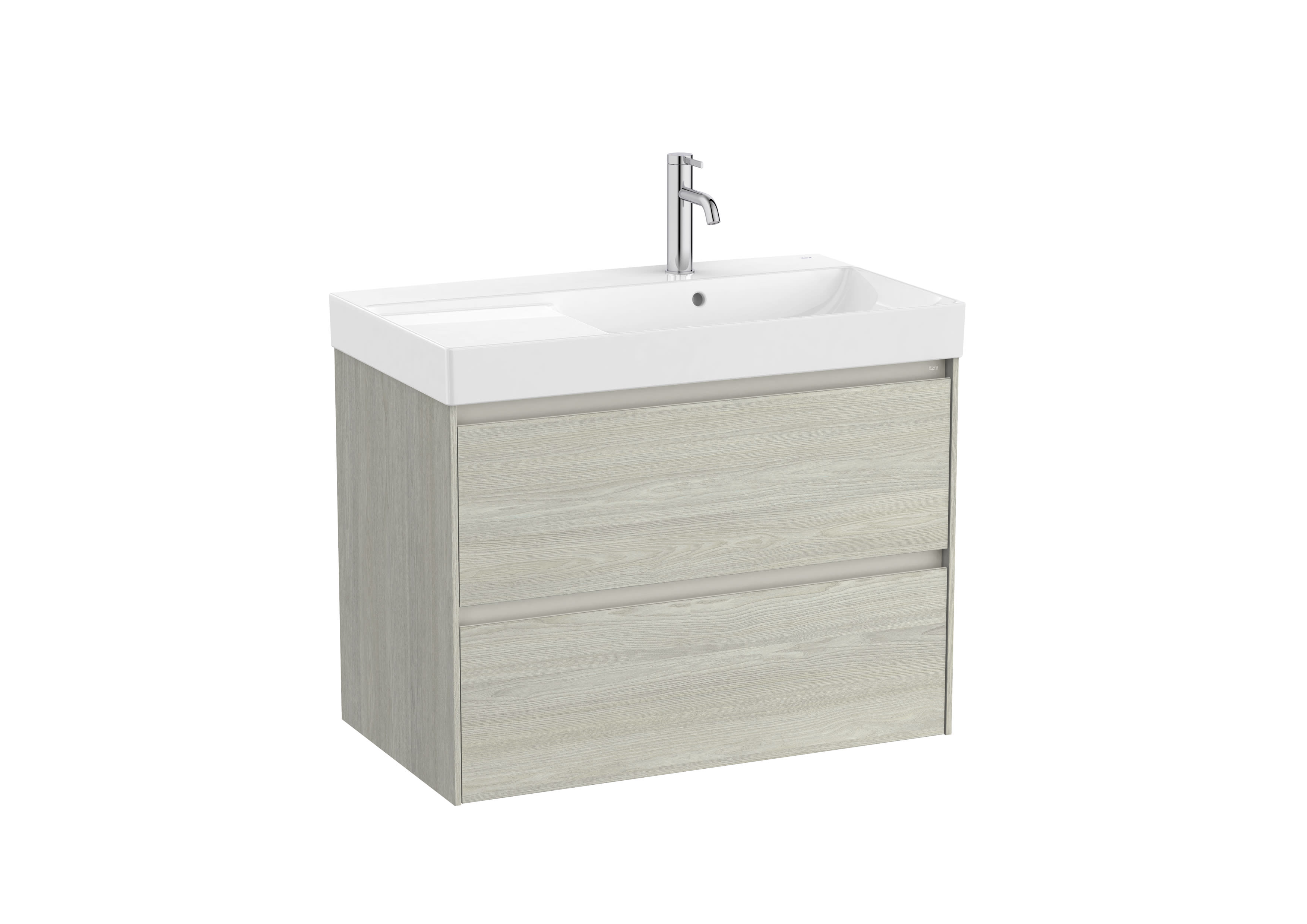 Unik (base unit with two drawers and right hand basin) - Light Oak