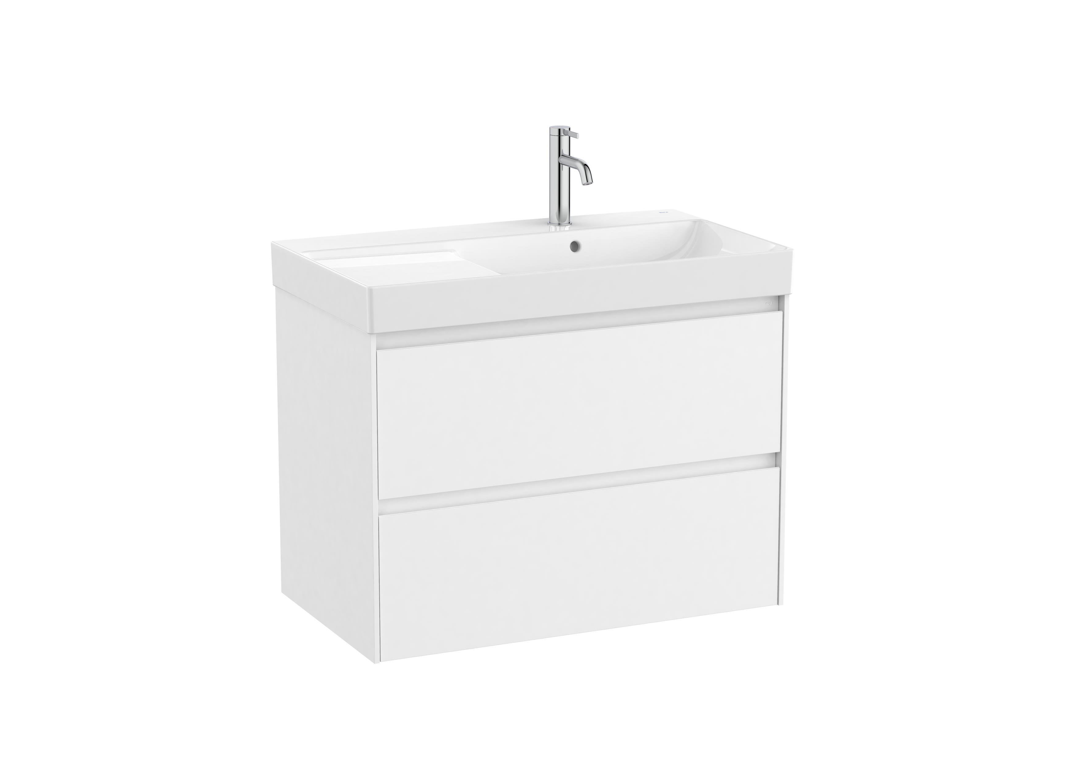 Unik (base unit with two drawers and right hand basin) - Matt White