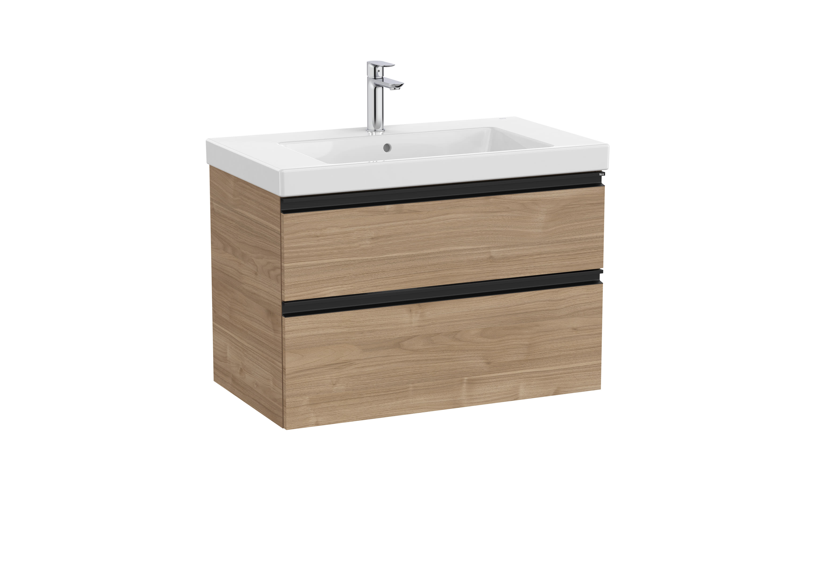 Vanity unit with two drawers and basin - Walnut