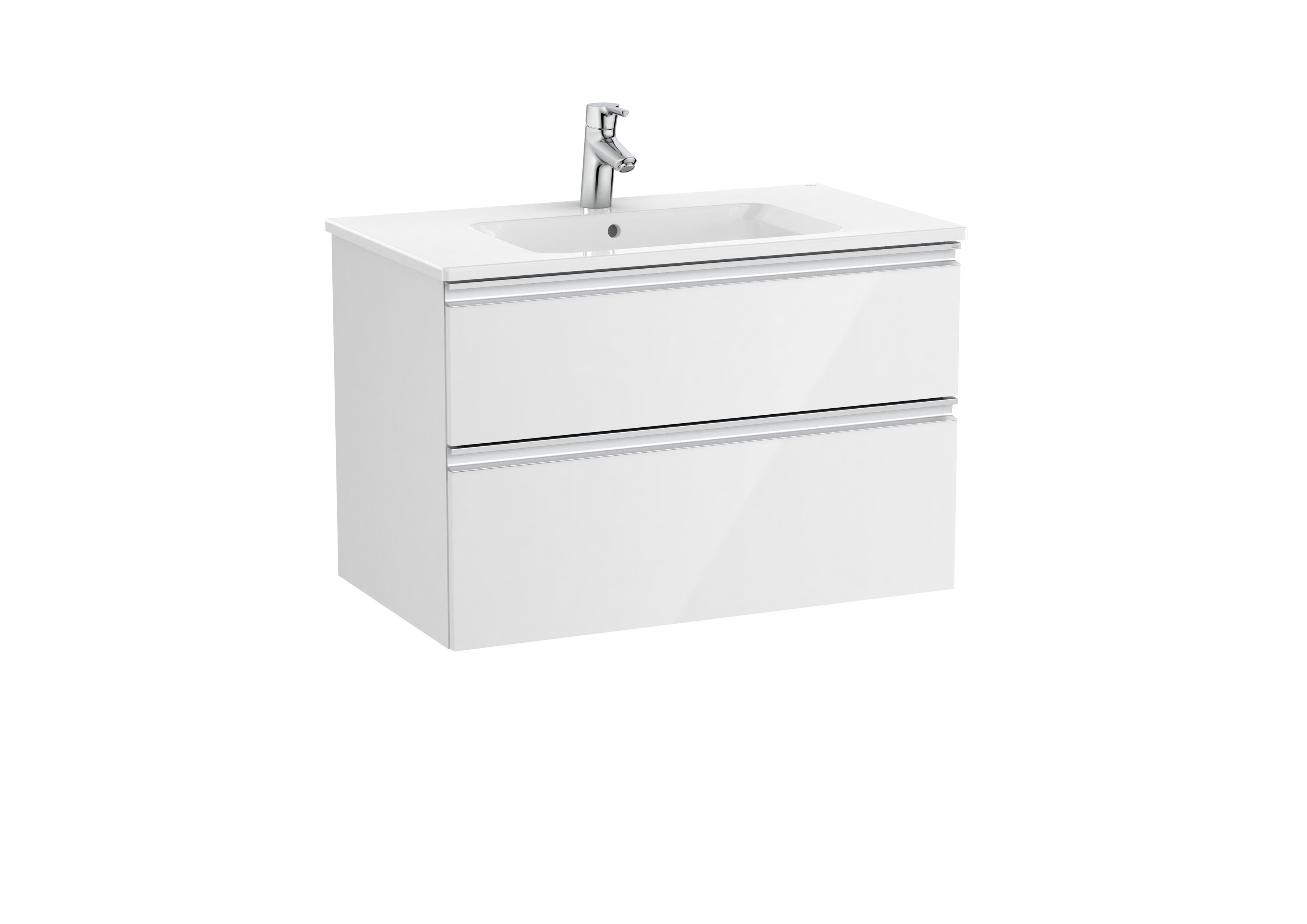 Vanity unit with 2 drawers and basin - Glossy White