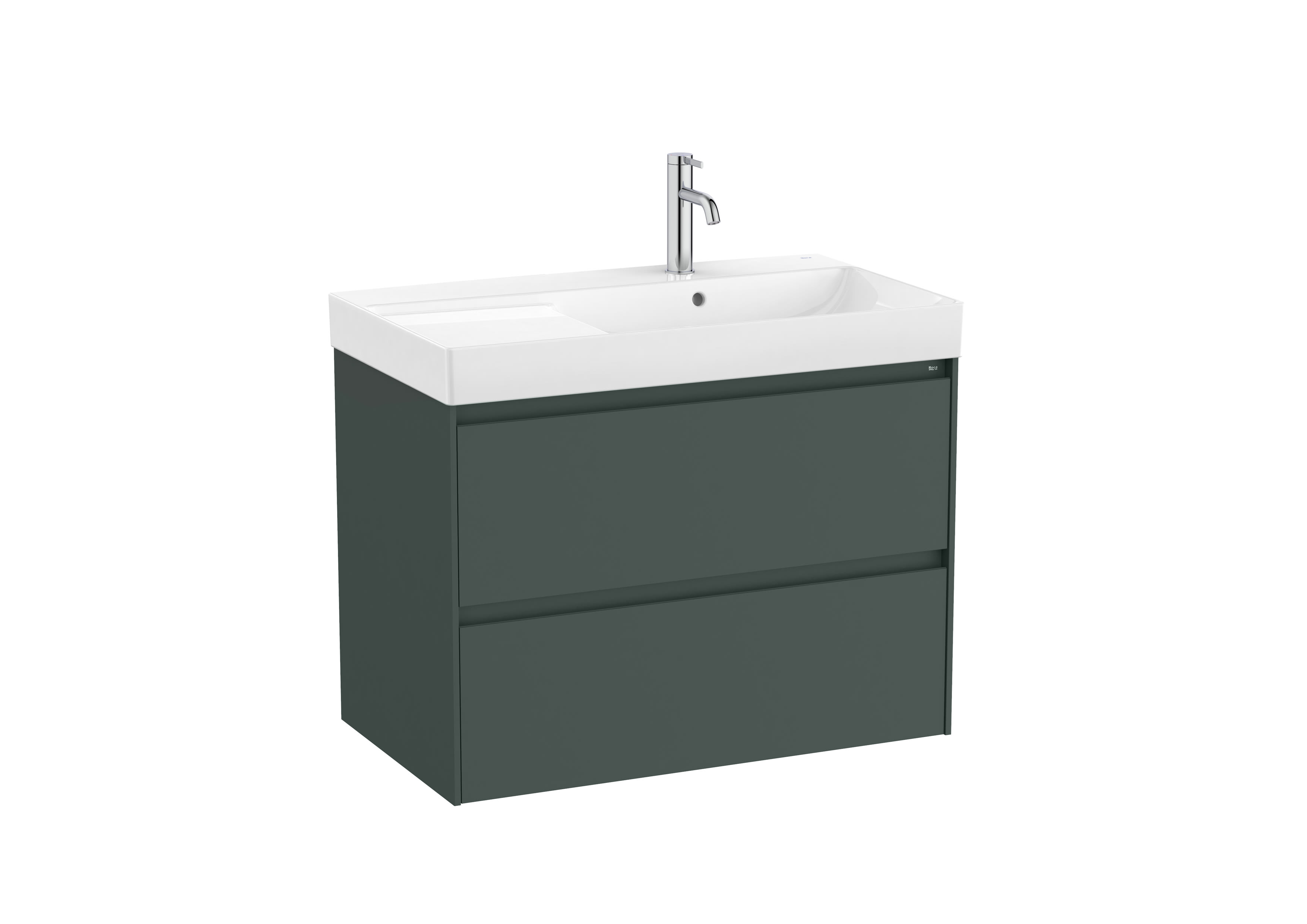 Unik (base unit with two drawers and right hand basin) - Matt Green
