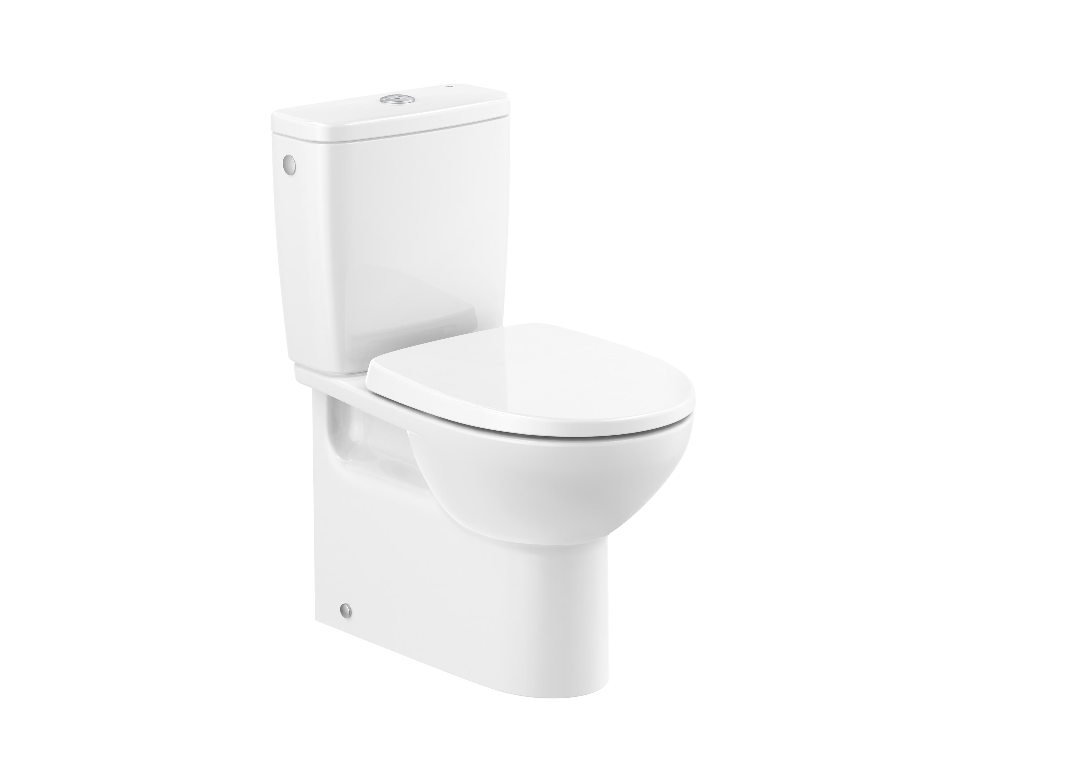 Compact back to wall ceramics close-coupled Roca Rimless® WC with dual outlet